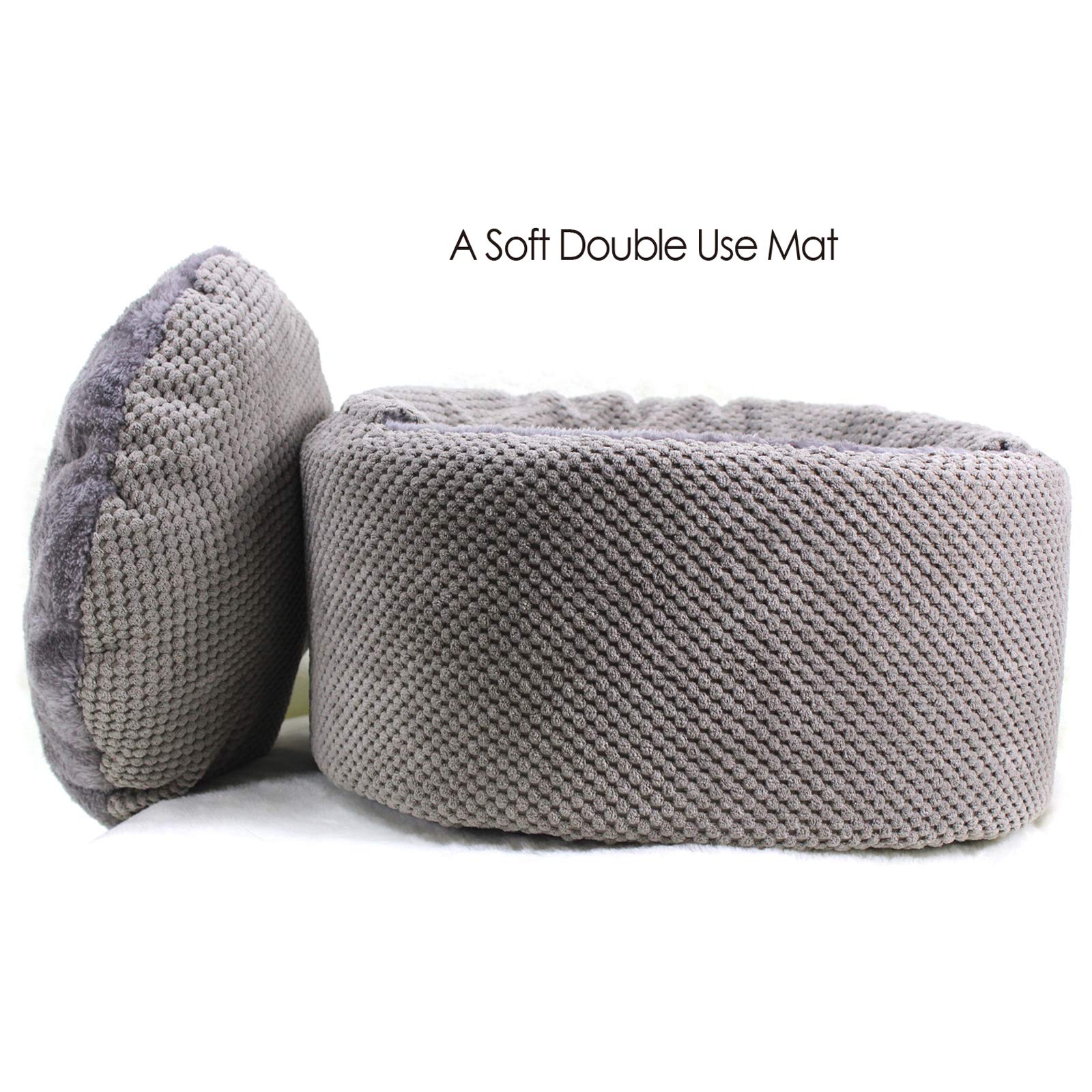 Winsterch Cat Bed, Soft Enclosed Round Cave, 16.5"x16.5"x7.48", Gray, Plush PP Cotton, Model MWL-HS, Indoor/Outdoor Use