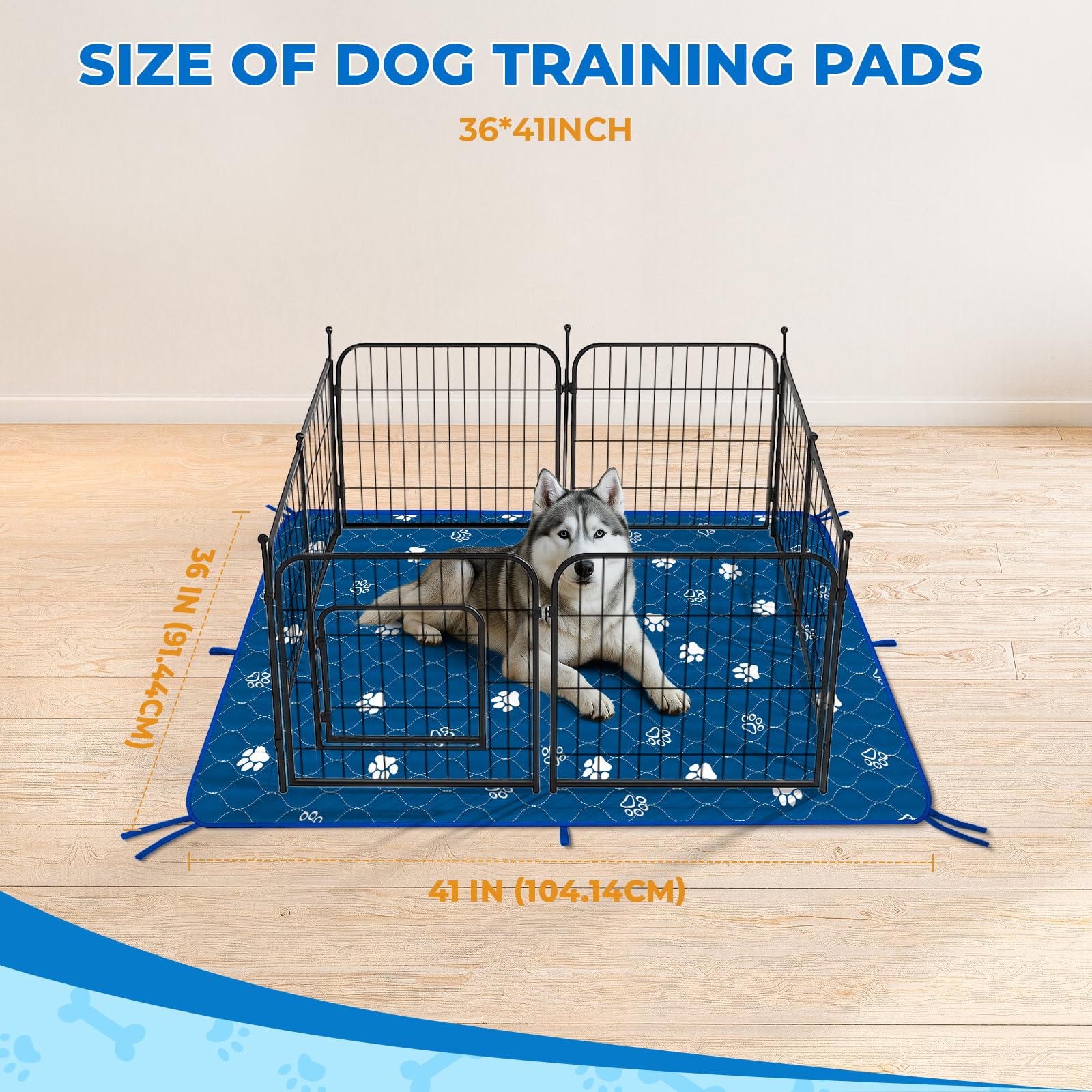 Fostanfly Washable Dog Pee Pads, 36"x48", Blue, Ultra-Absorbent, Leak-Proof, Non-Slip, Reusable, 2 Pack, Model NDG