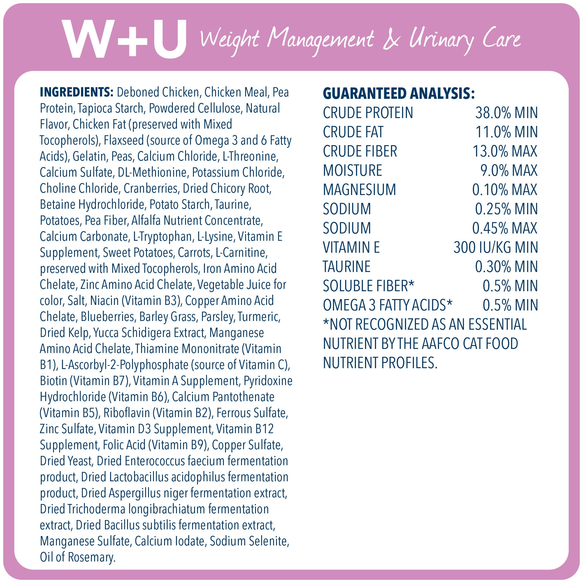 Blue Buffalo Natural Veterinary Diet W+U Weight Management + Urinary Care Dry Cat Food, Veterinarian Prescription Required, Chic