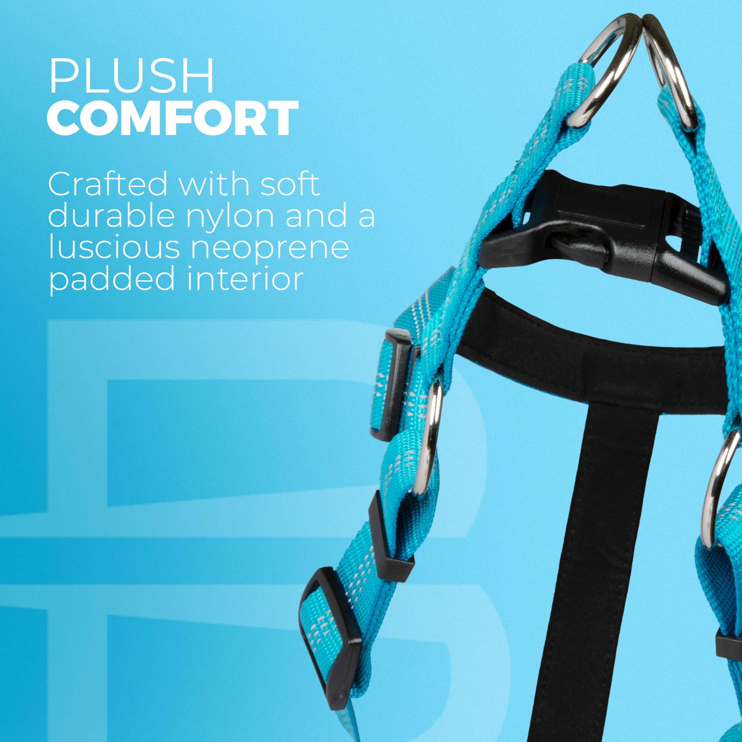 Blazin No Pull Dog Harness - Adjustable Step-In Reflective Nylon Vest Harness - Neoprene Padded For Extra Comfort (Small, Blue)