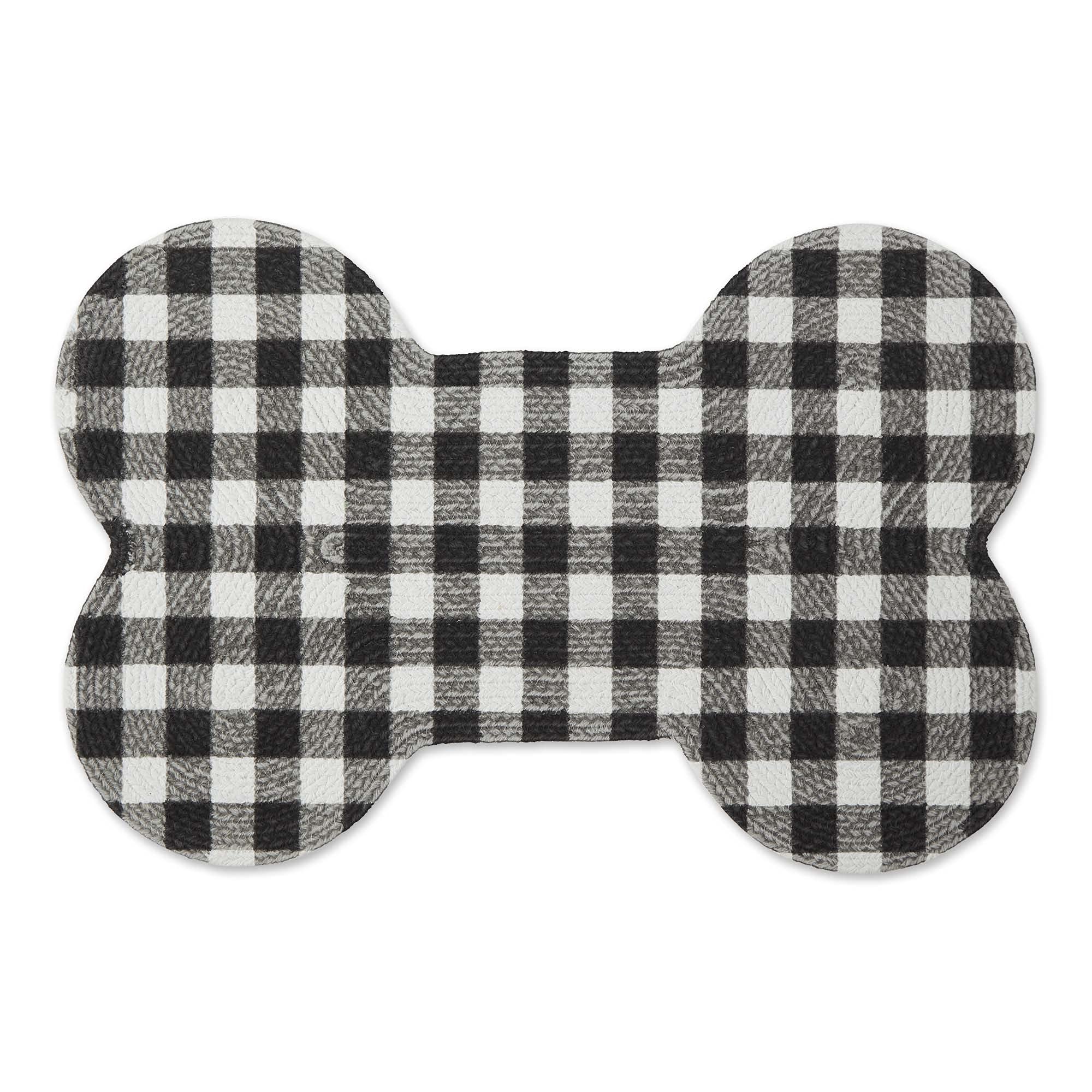 Bone Dry DII Braided Pet Mat Collection 100% Cotton, Bone Shape, Stone Eat Play Love