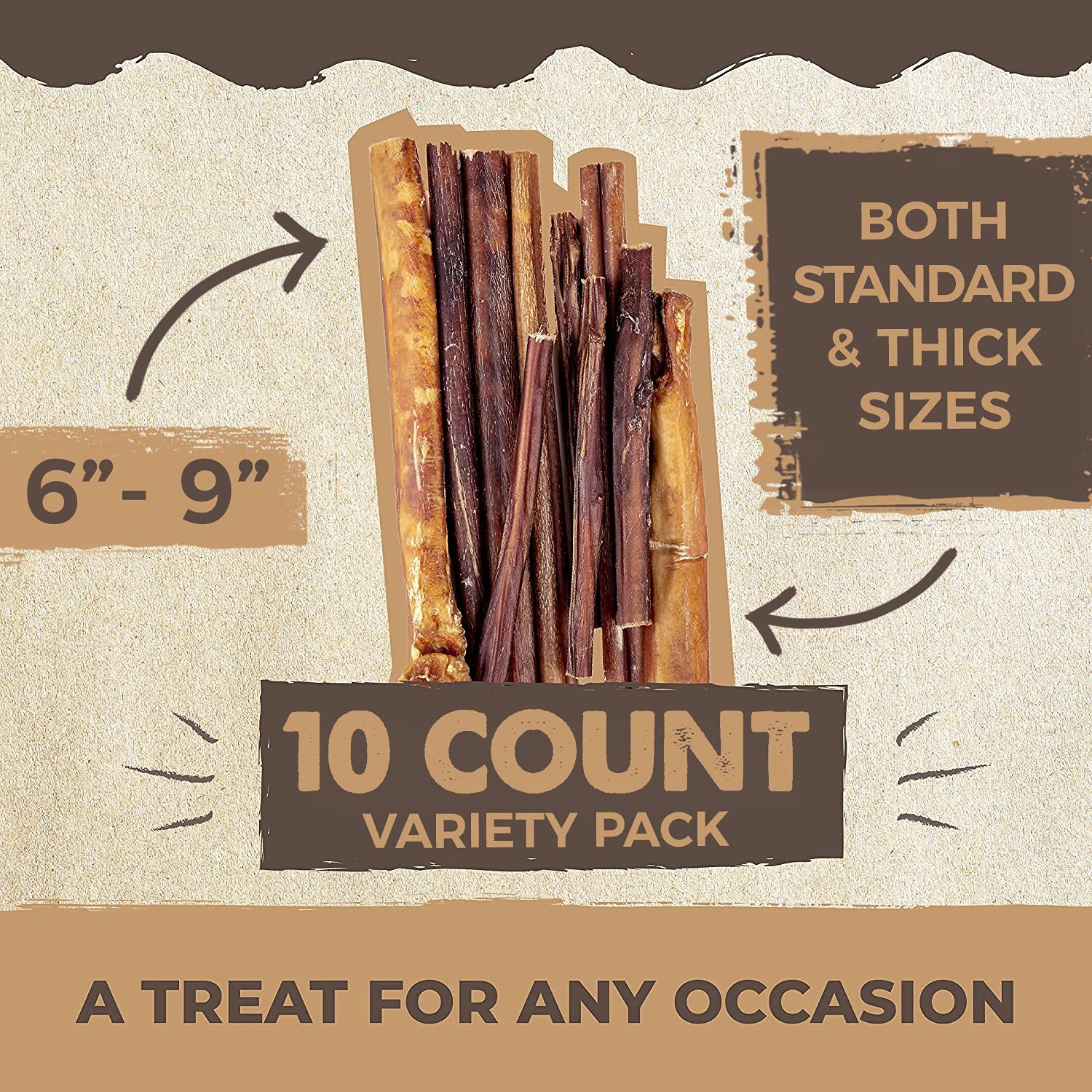 Mighty Paw Naturals Large Bully Sticks for Dogs, Protein Rich Dog Chews from Grass-Fed Beef | Thick Bully Sticks for Dental Heal