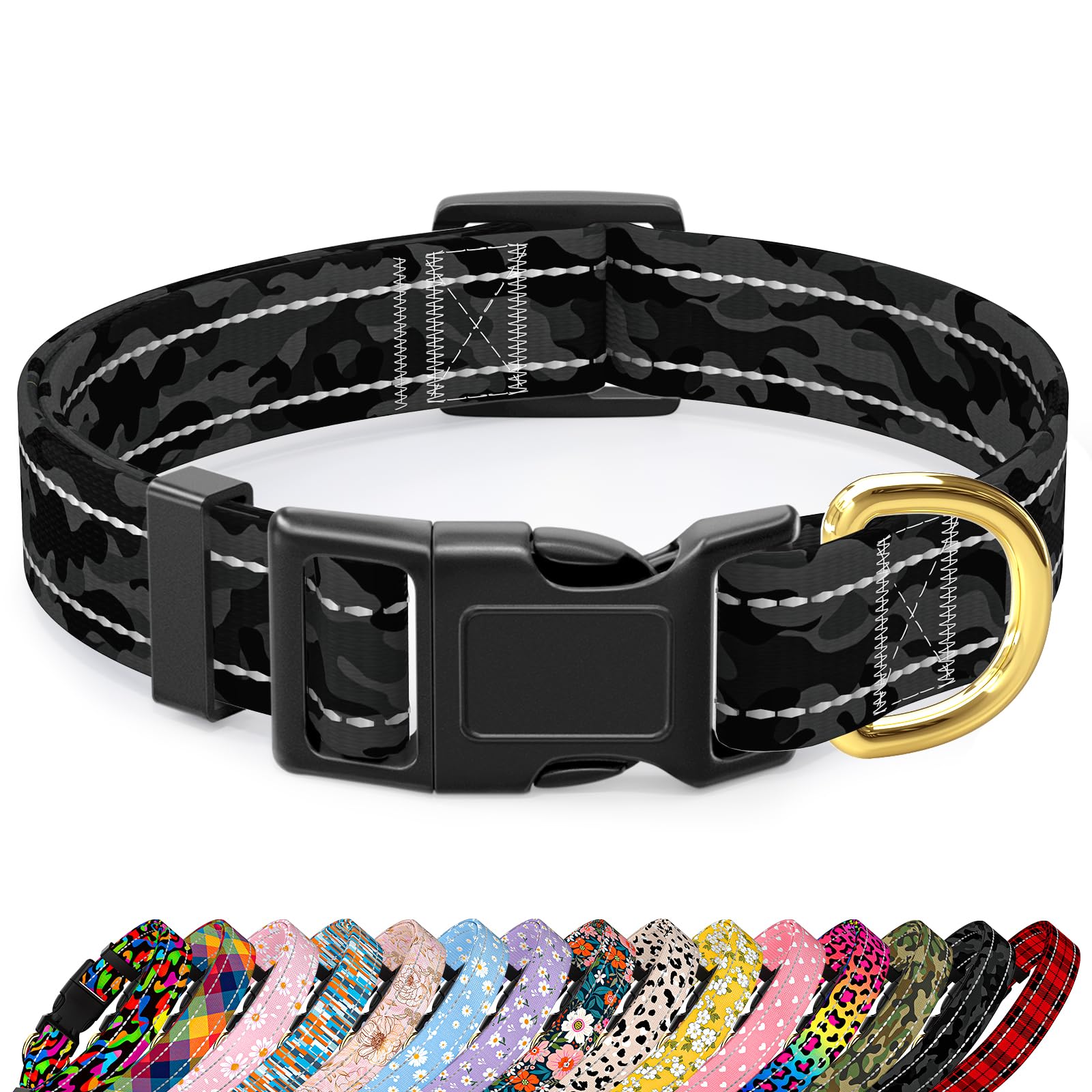 Tmoodel Reflective Dog Collar For Extra Small Dogs Cats, Cute Camouflage Adjustable Heavy-Duty Nylon Puppy Collar For Boy And Gi