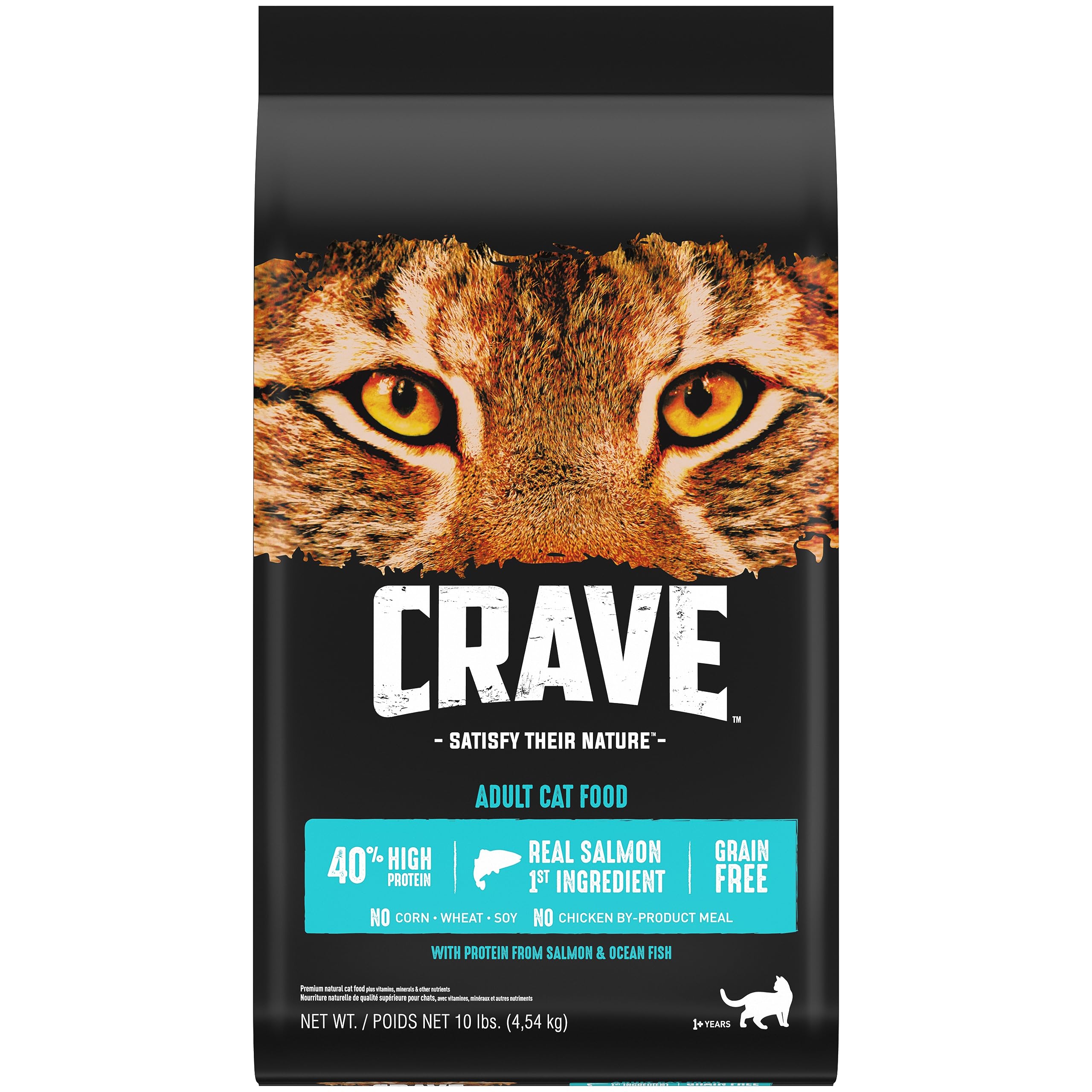 CRAVE Grain Free Adult High Protein Natural Dry Cat Food with Protein from Salmon & Ocean Fish, 10 lb. Bag