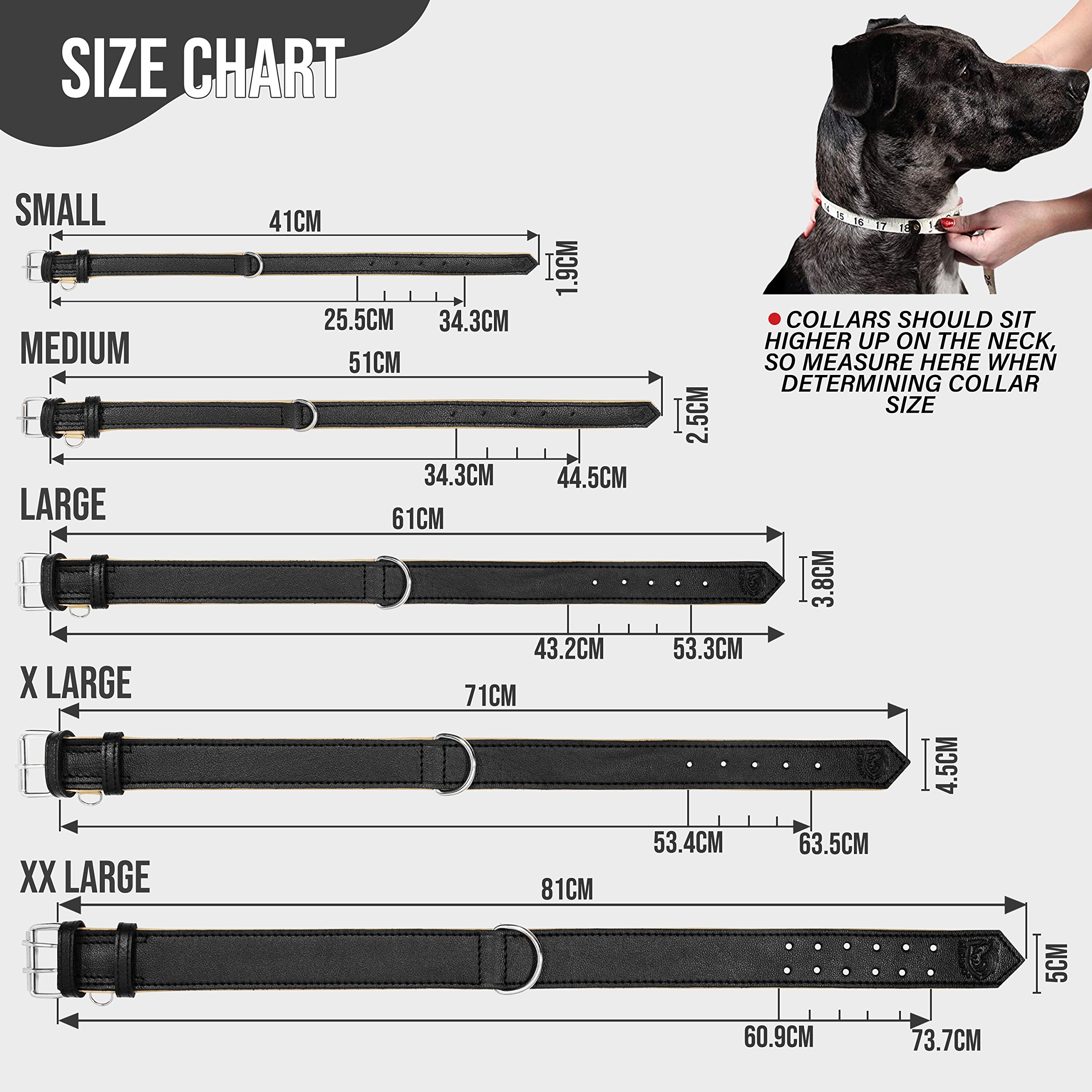 Riparo Adjustable Leather Dog Collar - Heavy Duty Wide Dog Collar For Small, Medium, Large And Extra Large Dogs With Dog Tag Hol