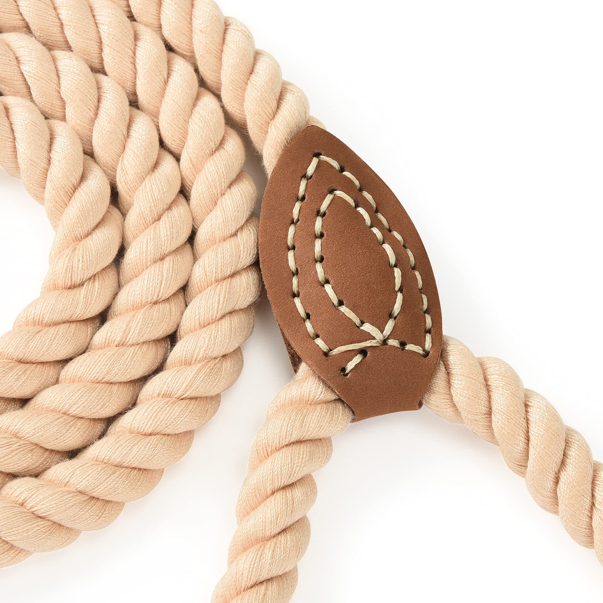 Mile High Life Dog Leash | Braided Cotton Rope Dog Leashes With Leather Tailor Tip | 6 Feet Dog Leash W Heavy Duty Metal Clasp | Wedding Dog Leash (Light Brown, 72Inches)