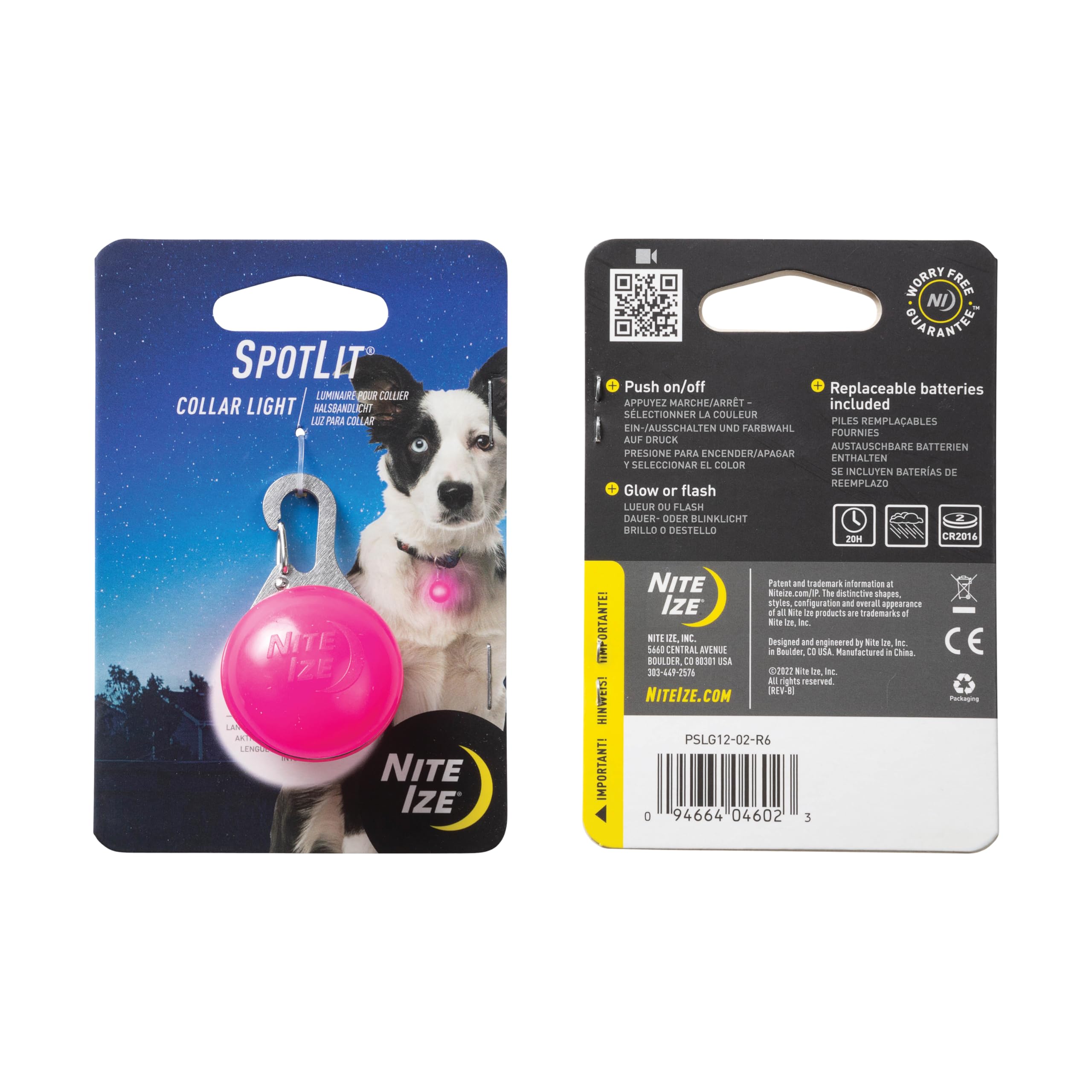 Nite Ize Spotlit Dog Collar Light, Pink