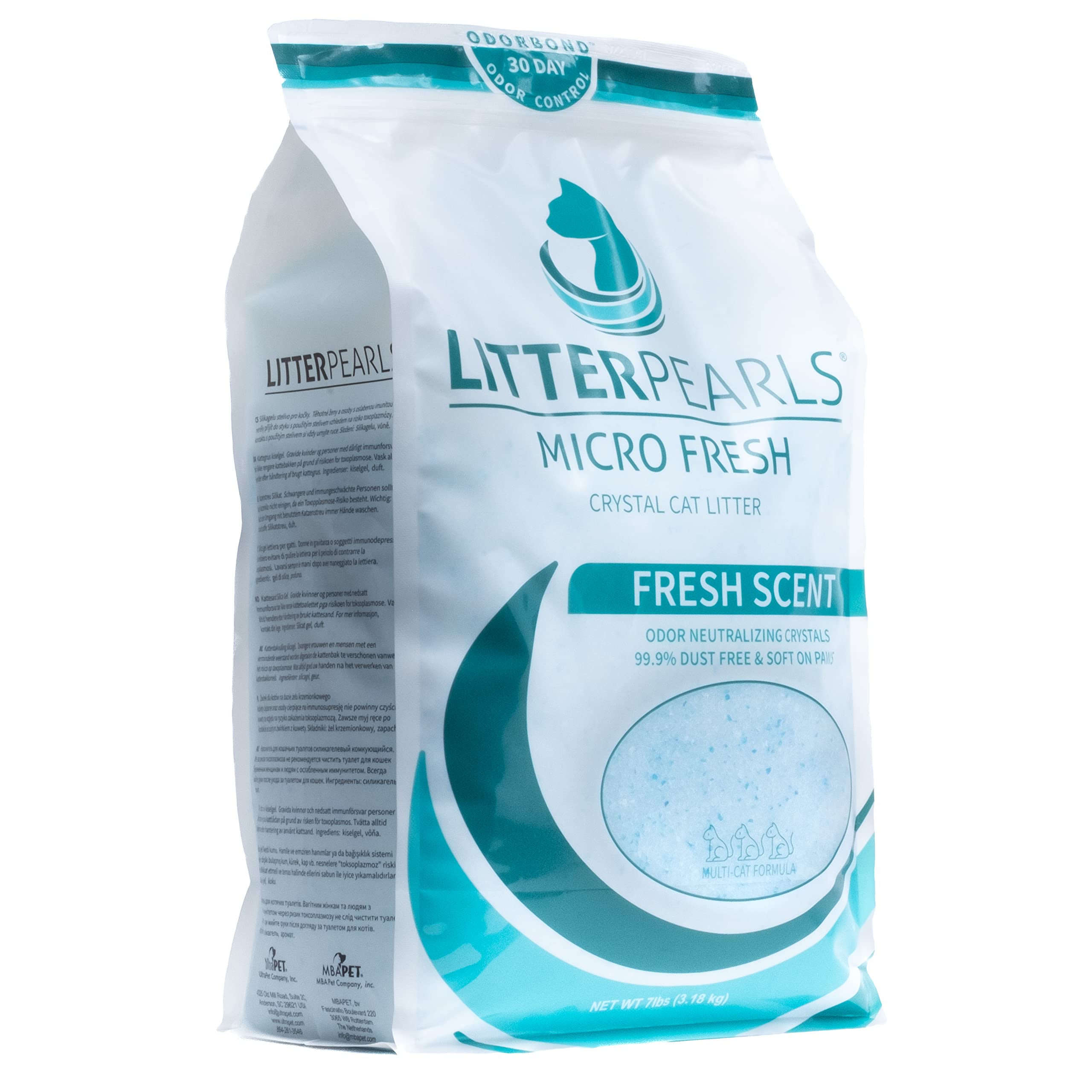 Litter Pearls Crystal Cat Litter With Odorbond- Superior Odor Control, Soft-On-Paws, Low Dust, 7Lb, Micro Fresh
