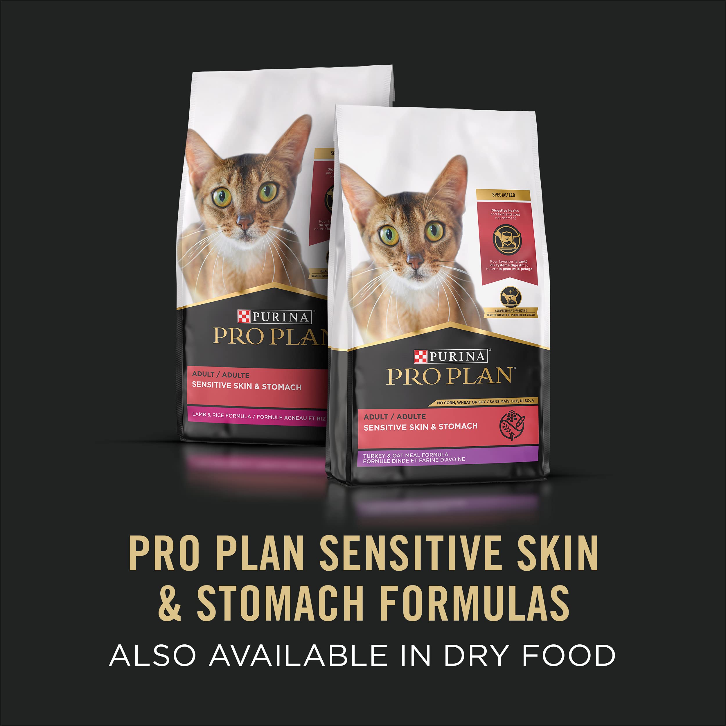 Purina Pro Plan Sensitive Skin and Stomach Wet Cat Food, Sensitive Skin and Stomach Duck Entree - (Pack of 24) 3 oz. Pull-Top Ca