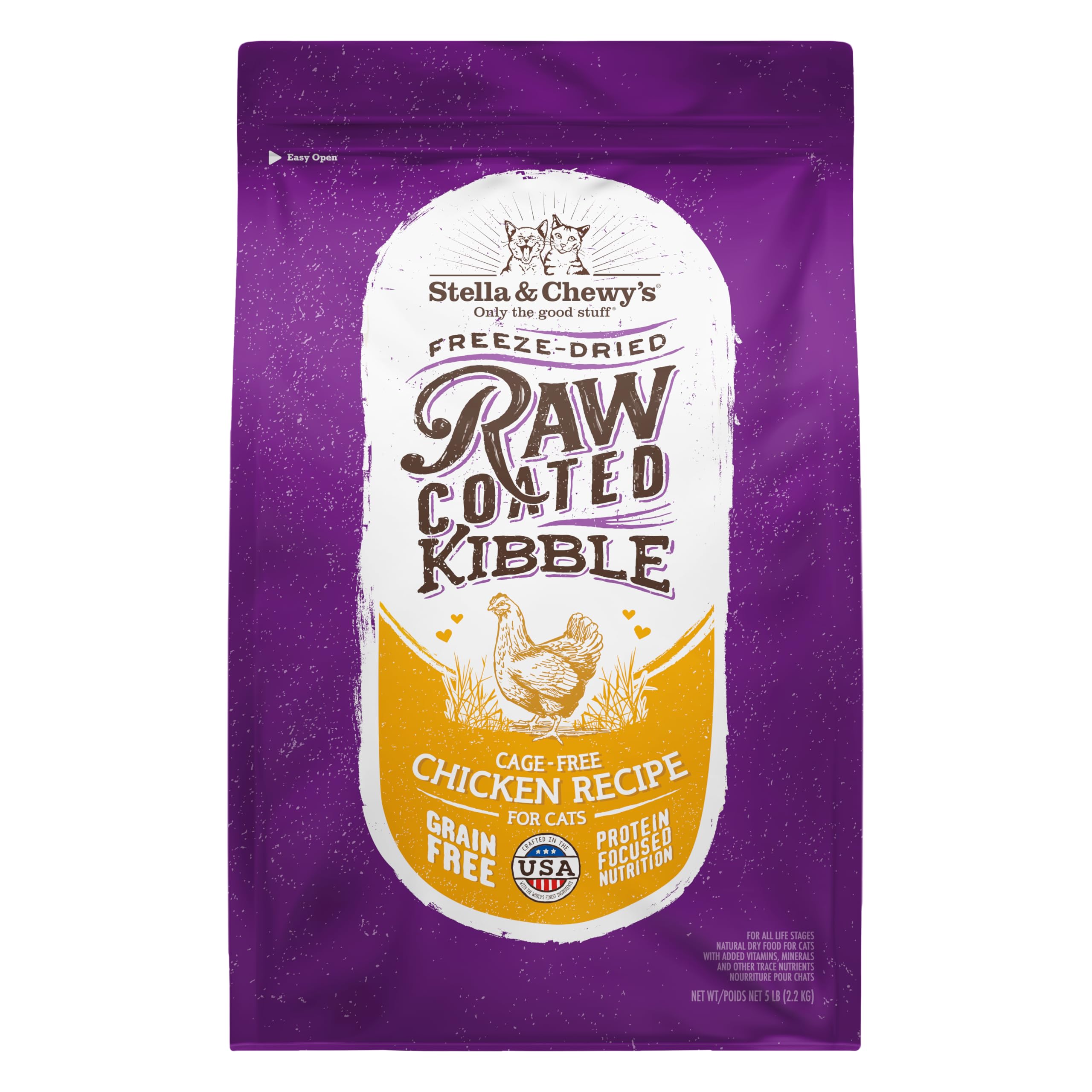 Stella & Chewys Raw Coated Cat Food - High Protein, Grain-Free Kibble with Cage-Free Chicken - Premium Digestive Support with P