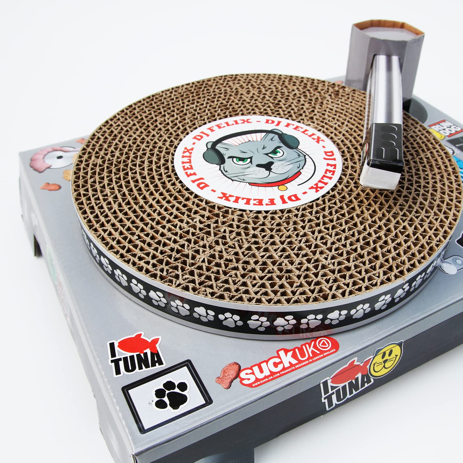 Suck UK Cat Scratcher DJ Decks - Cardboard Interactive Toy, Standard Size, Multi Color, Model SK CATDECK1