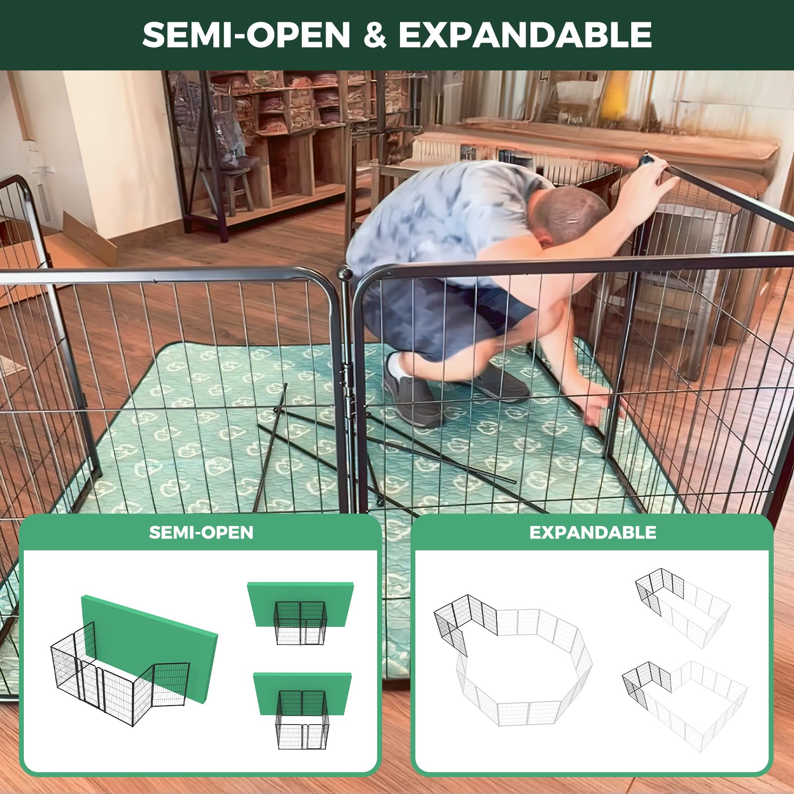 Fxw Homeplus Indoor Dog Playpen - Stress-Free And Safe Play, 45 Inch 16 Panels For Large Dogs, Black│Patented