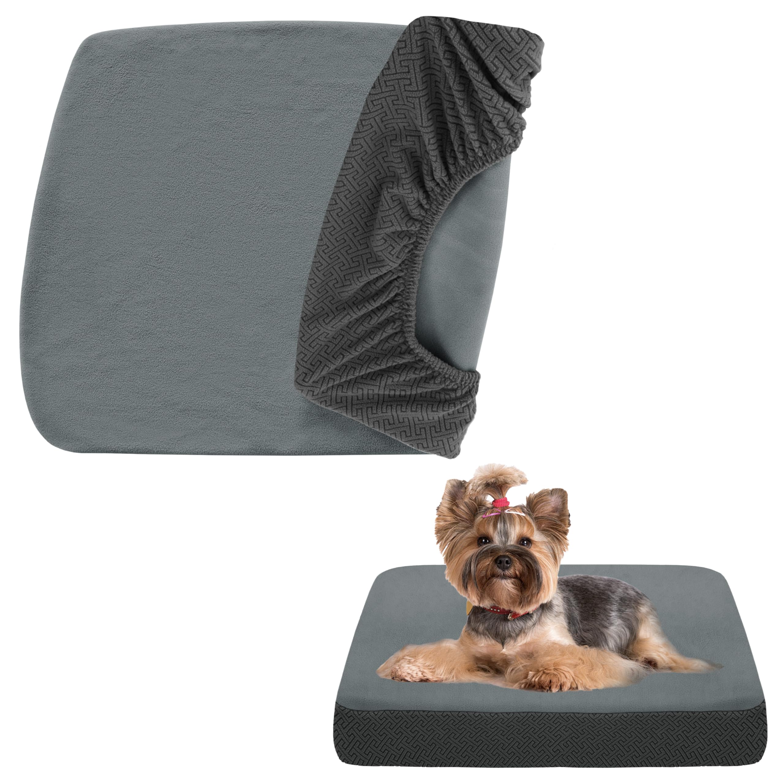 Softown Dog Bed Covers Replacement Washable Dog Bed Waterproof Cover Soft Cover For Dog Cat, Cover Only (Grey, 20X15X6 Inches)