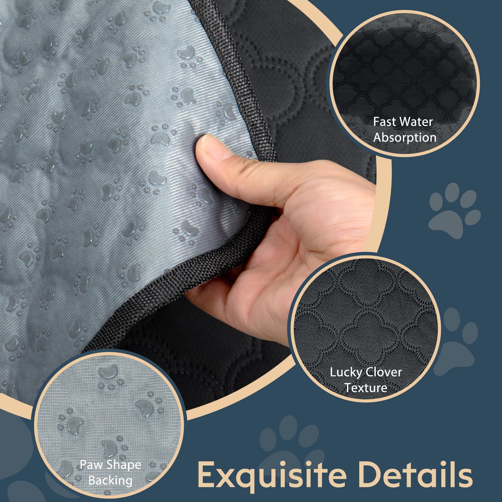 Funfurry Washable Pee Pads - 2 Pack Reusable, Waterproof, Super Absorbent Dog Training Pads With Non-Slip Backing (Dark Grey, 41