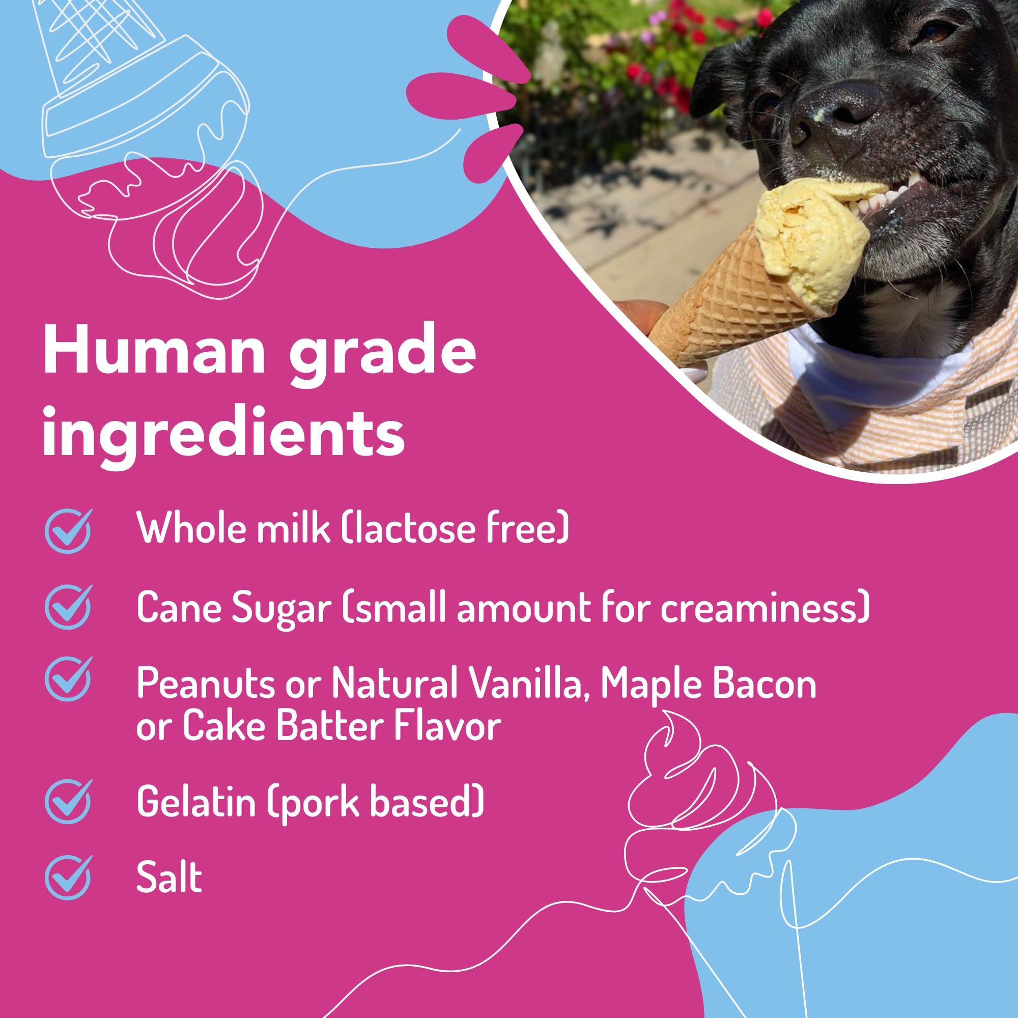 Puppy Scoops Dog Ice Cream Mix - Just Add Water and Freeze at Home, Powder Mix with Ice Cream Cup and Reusable Lid, Ice Cream Mi