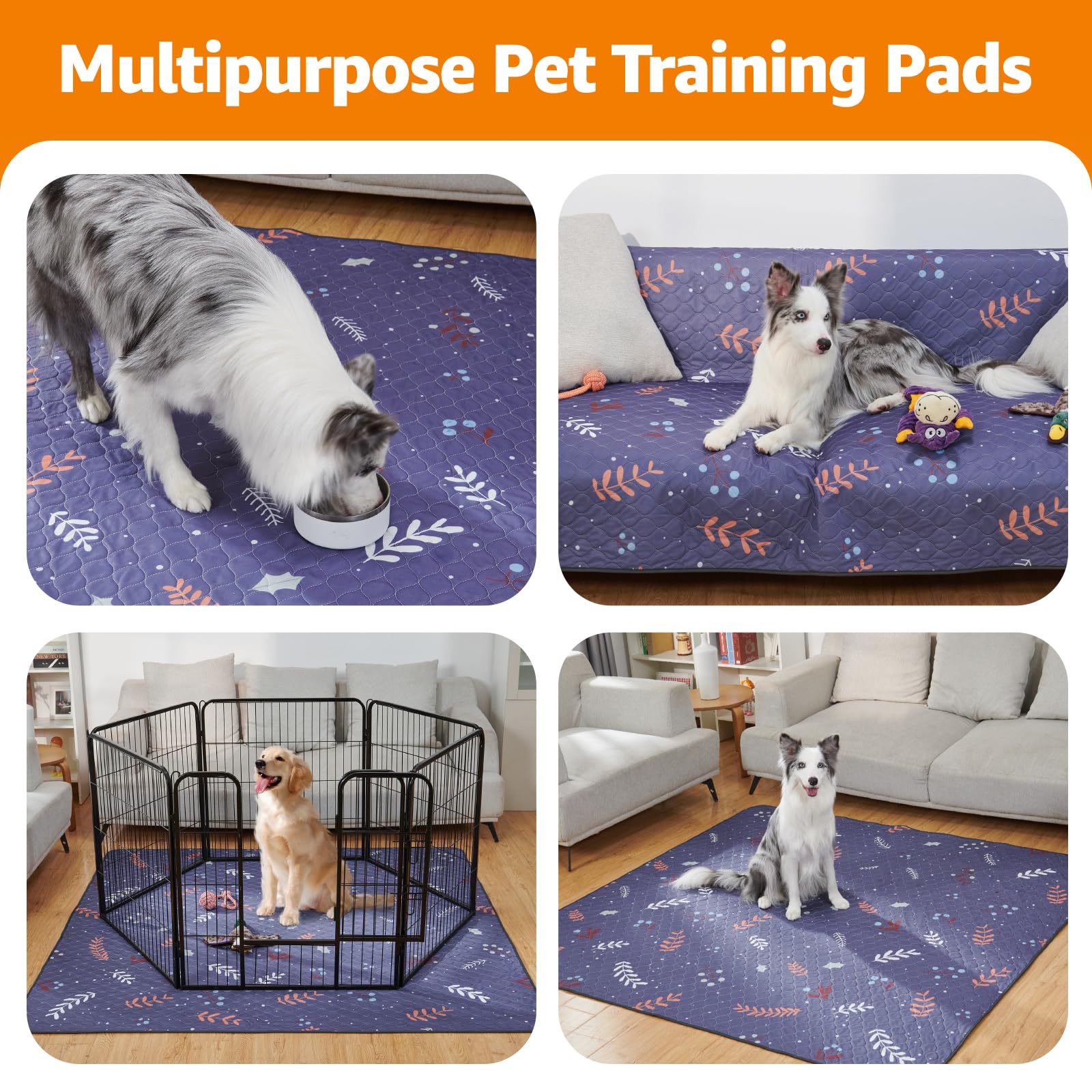 Loobani Pee Pads For Dogs Washable: Large Reusable Puppy Training Pads 34'' X 36'', 2 Pack Absorbent Dog Pee Pads Non-Slip, Wate