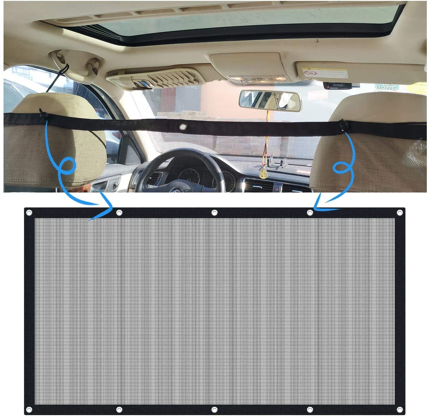 Starroad-Tim Dog Car Barrier Vehicle Pet Barrier Backseat Mesh Dog Car Divider Net With Adjusting Rope And Hook Suitable For Suv Pickup And Small Car (43.3In X 23.62In)