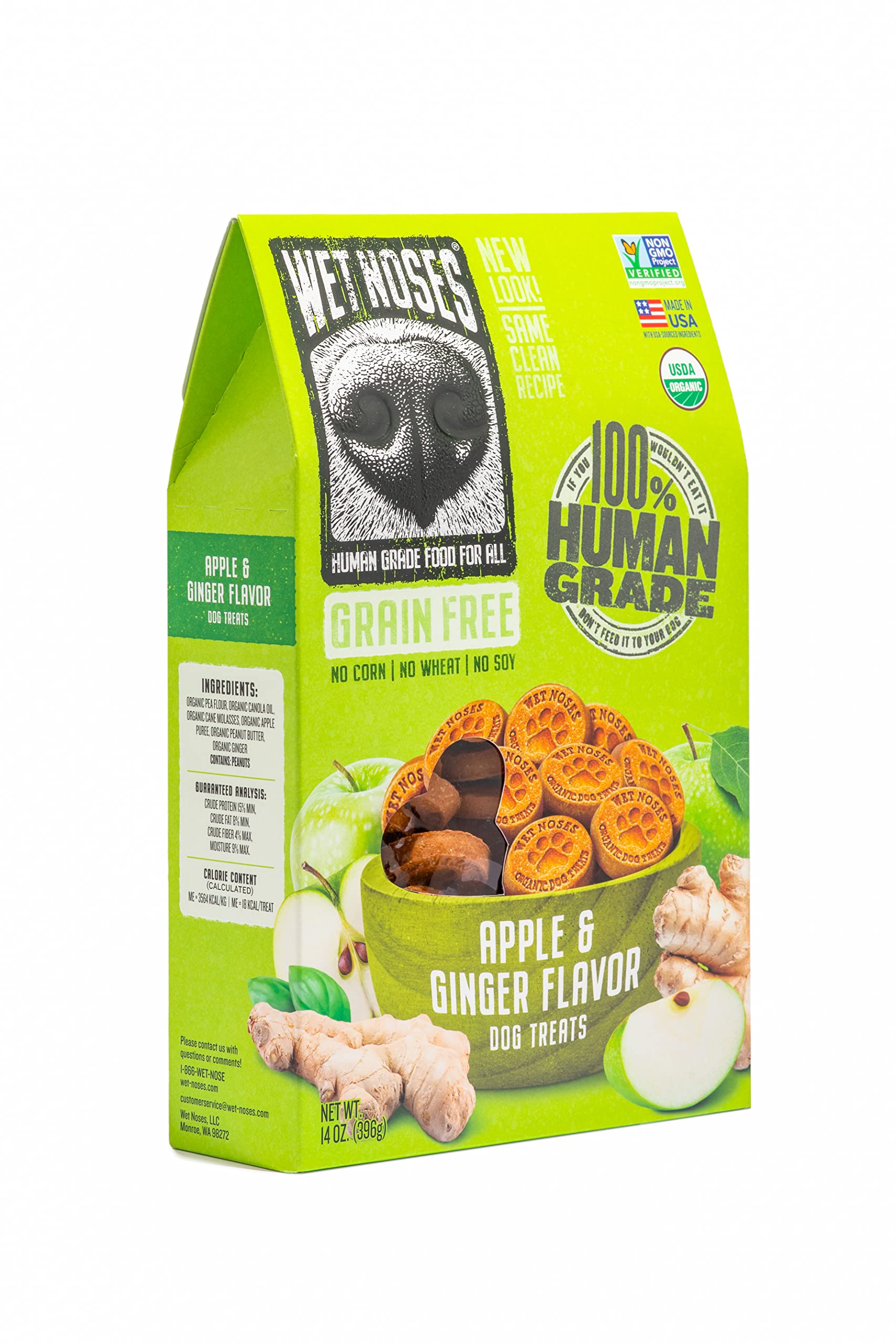 Wet Noses Organic Crunchy Dog Treats Grain Free - All-Natural, Human-Grade, Non-GMO, Healthy Training & Delicious Snacks for Dog