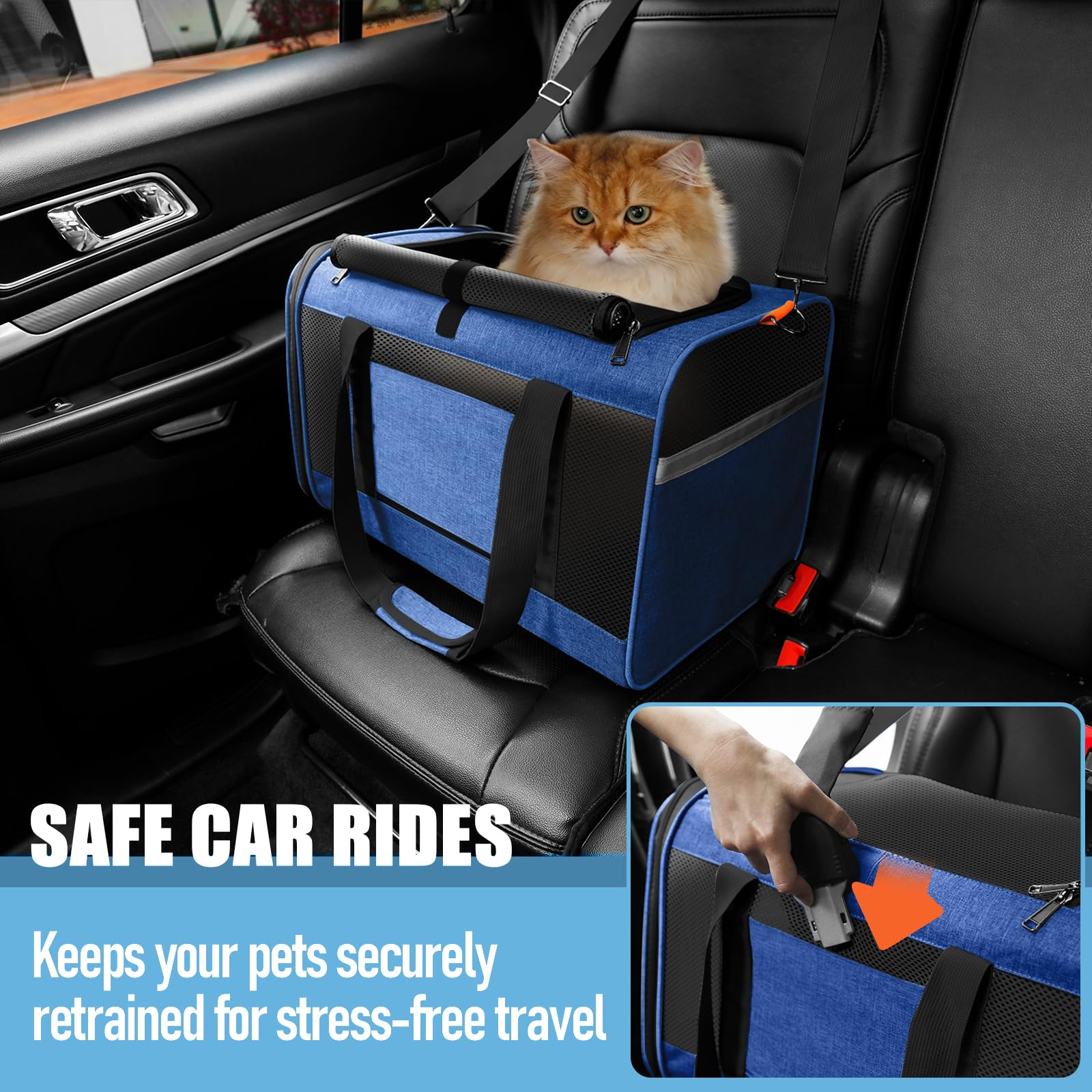 GAPZER Pet Carrier Large Cats 20 lbs Top Load/Soft Sided Small Dog Travel Carriers/Collapsible Carrier Bag for Medium Cat Puppy/