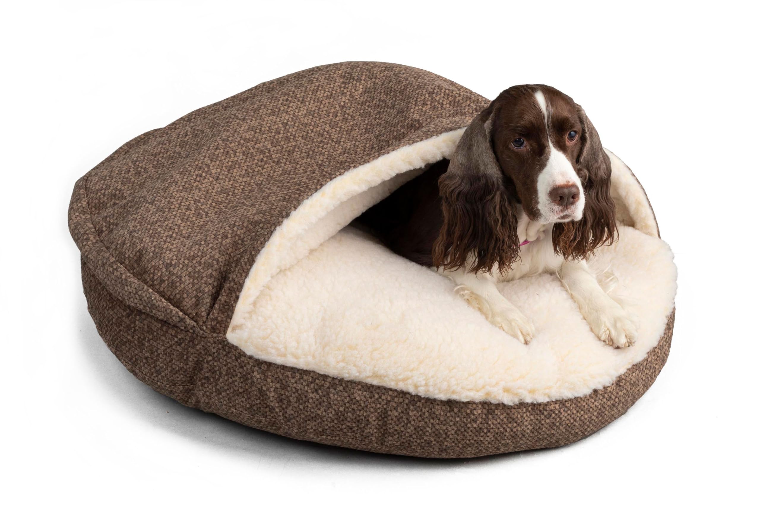 Snoozer Luxury Microsuede Cozy Cave Pet Bed, Show Dog Collection, Small, Merlin Camel
