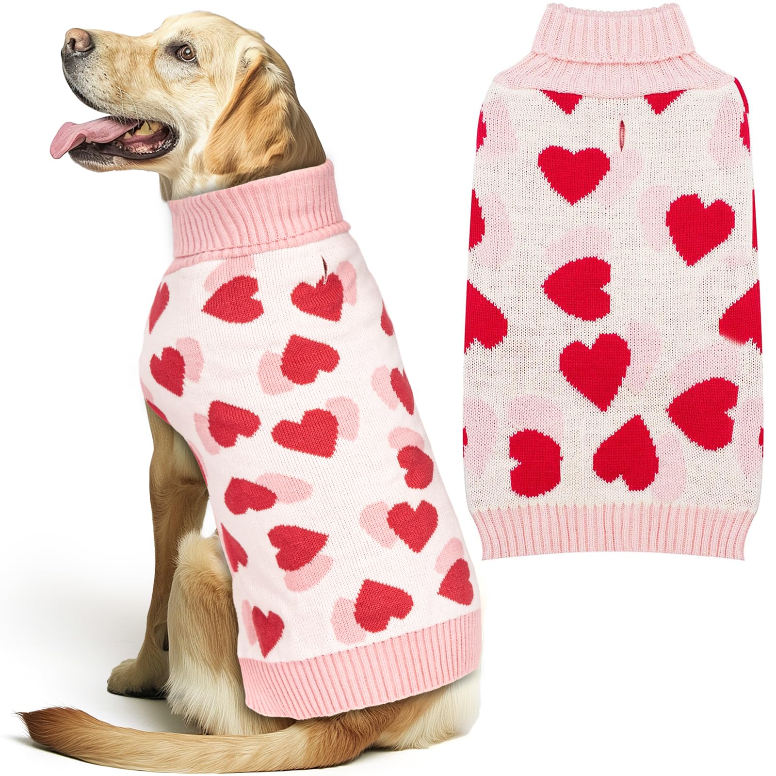 Kyeese Dog Sweater For Medium Dogs With Leash Hole Dog Sweaters Red Heartpet Sweater,Xxl