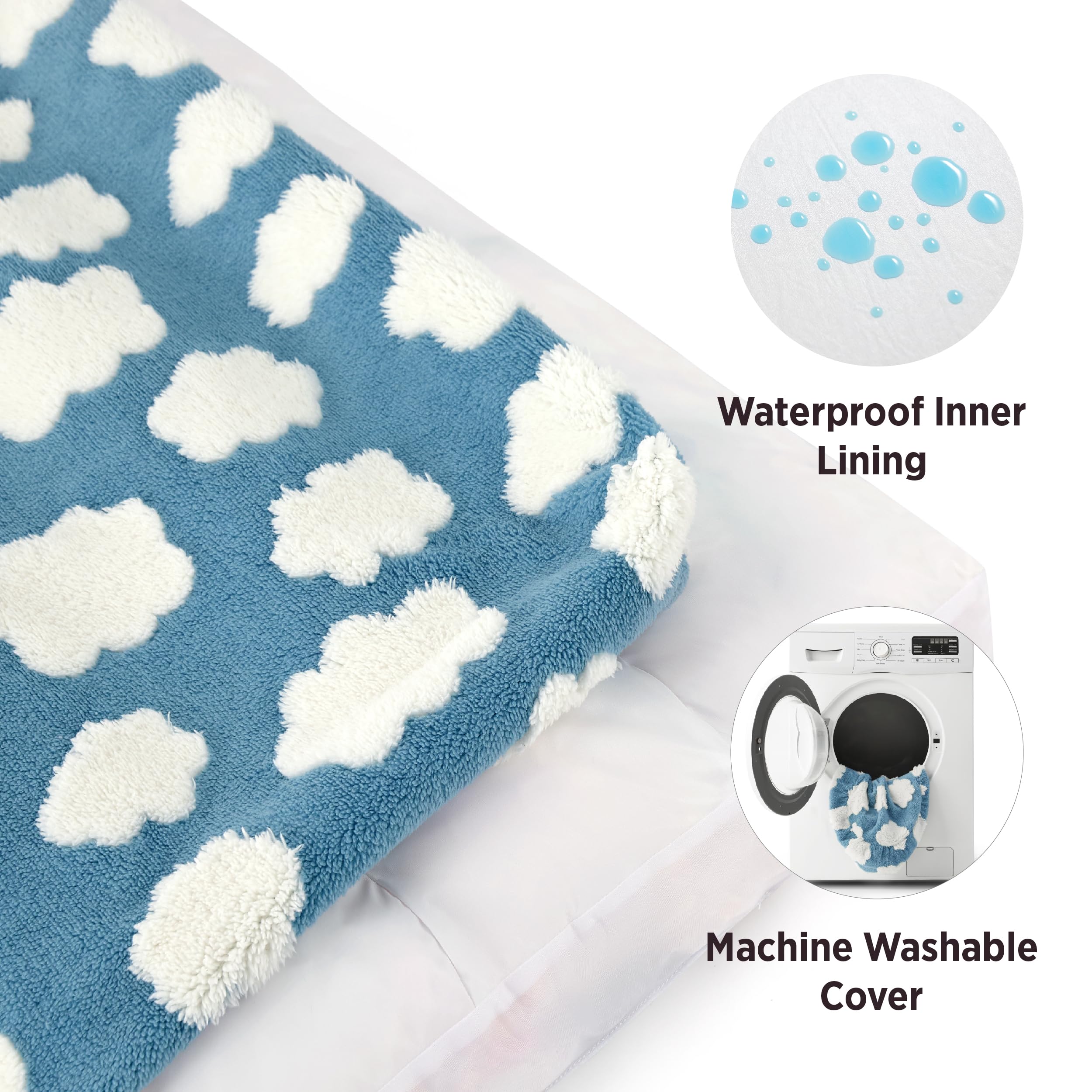 Lesure Cute Large Dog Bed For Crate-Thick Shredded Chopped Foam Pet Bed Indoor With Removable Washable Cover, Modern Fuzzy Plush