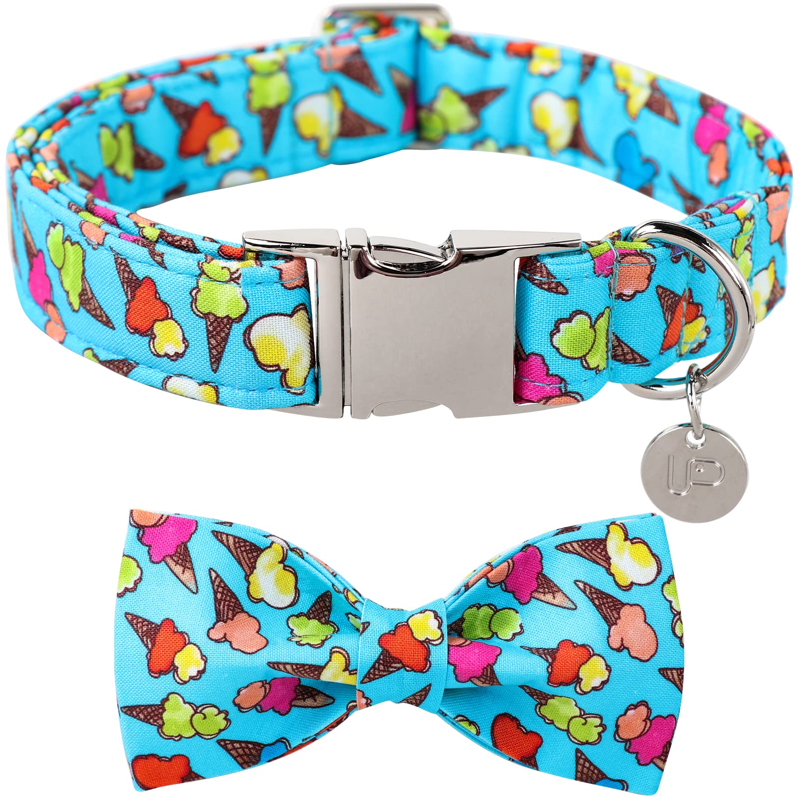 Up Urara Pup Summer Dog Collar With Bow Tie, Cotton Cute Bowtie Dog Collar, Summer Bowtie Collar For Medium Boy Girl Dog, Comfor