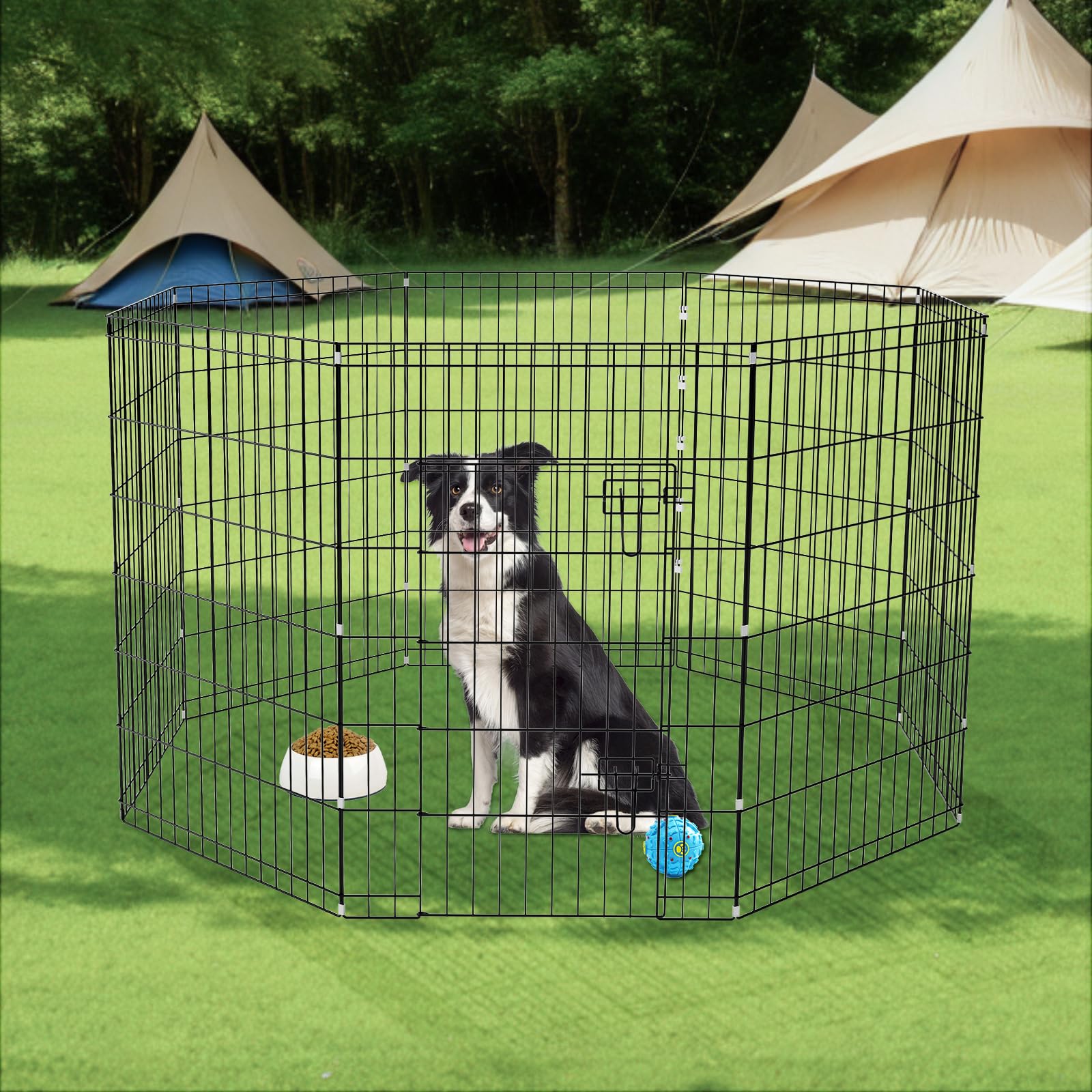 Zephypaws Metal Dog Pen Indoor For Medium Dogs, 8 Panels 36 Inch Foldable Exercise Pen With Door, Puppy Playpen Outdoor Portable