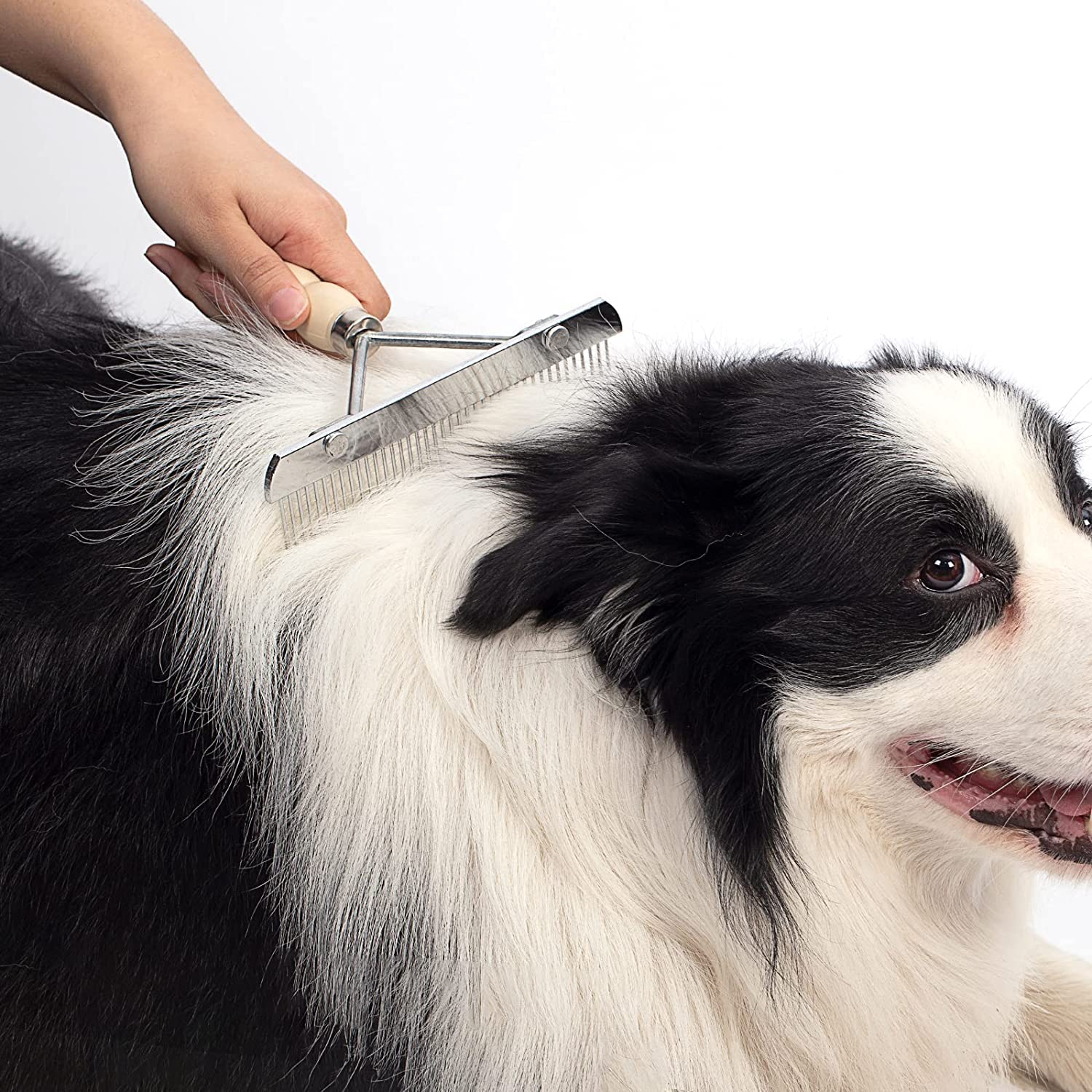 Dog Rake For Undercoat, Pet Grooming Set Long-Tooth Metal Brush & Stainless Steel Shedding Comb For Big Dogs Long-Haired Cats Ho