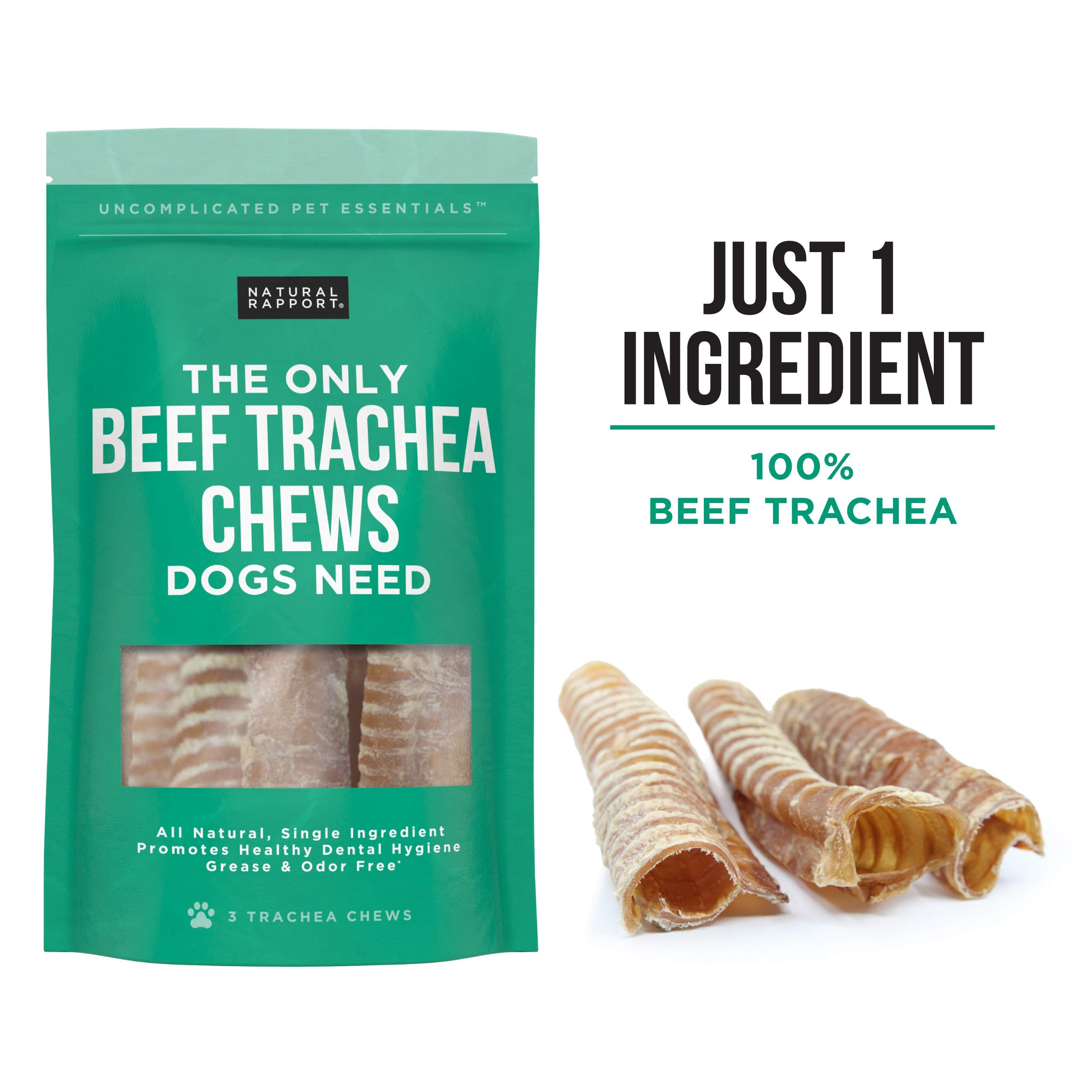 Natural Rapport Beef Trachea Dog Treats - The Only Beef Trachea Chews Dogs Need - All Natural Dog Treats for Small and Large Dog