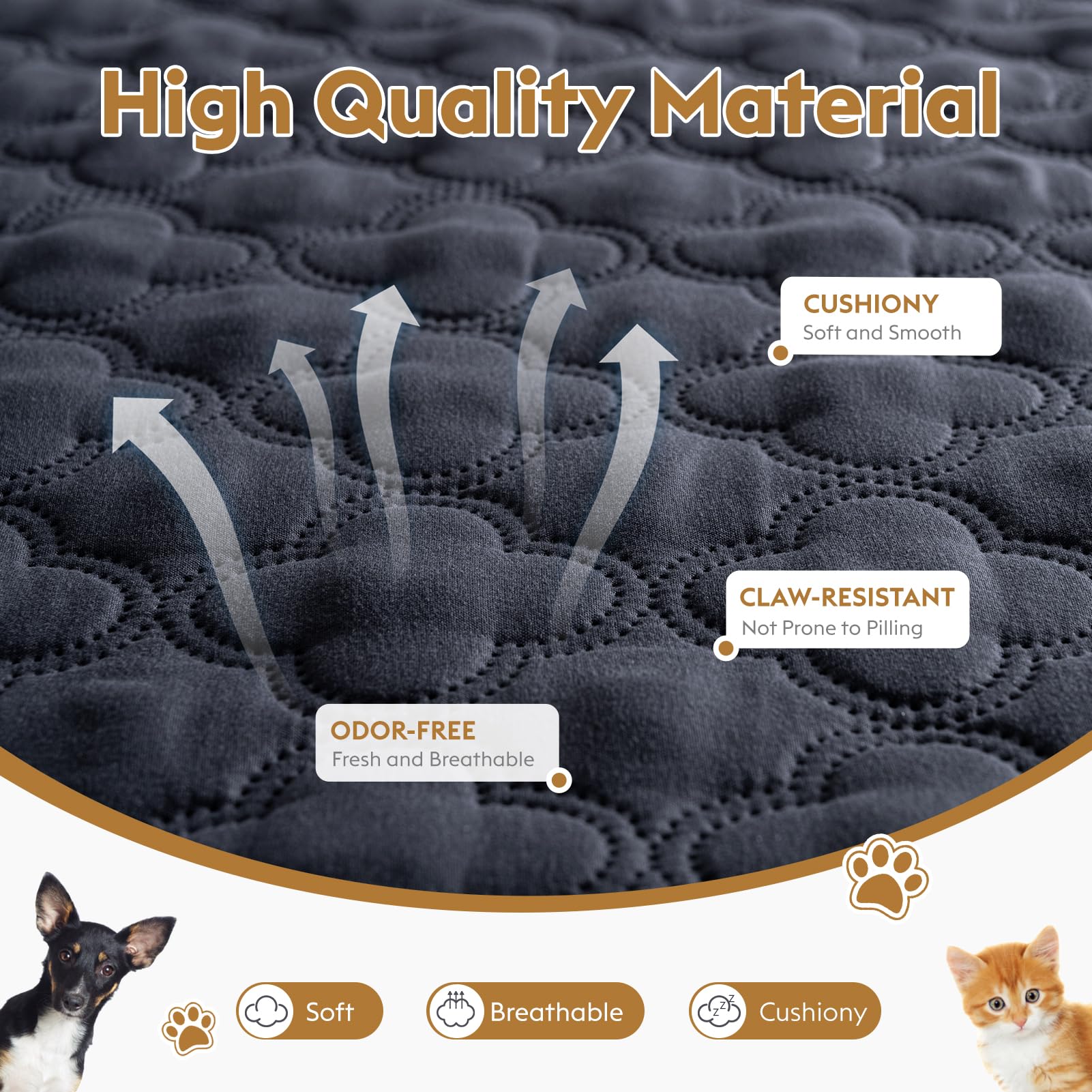 Funfurry 100% Double-Sided Waterproof Blanket, Couch Cover For Dogs Washable, Reversible Dog Bed Cover.(Dark&Light Grey, 30 X 53