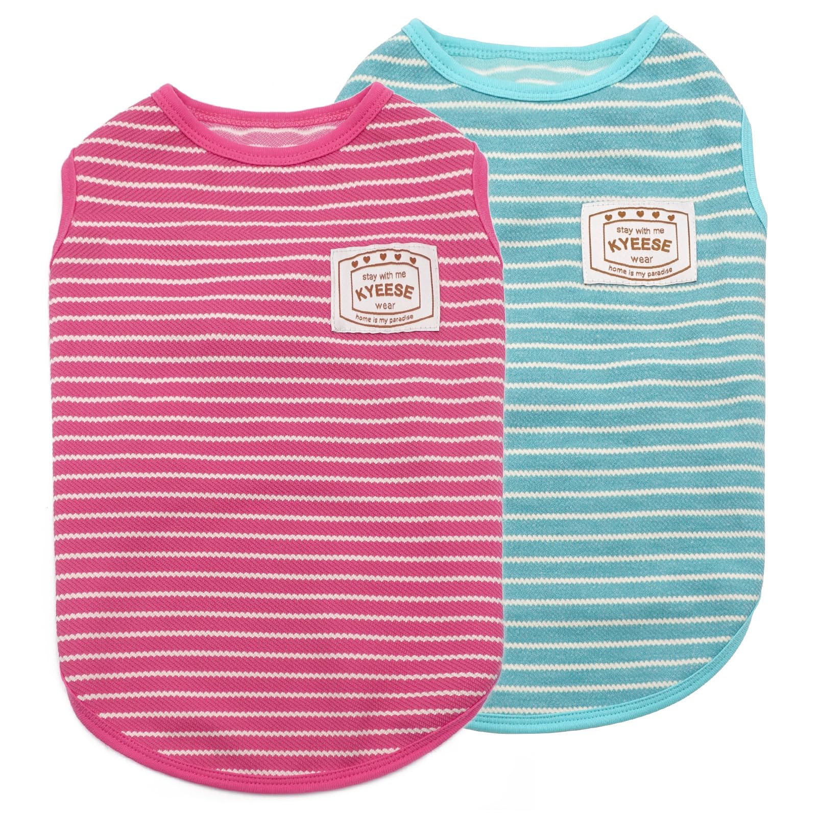Kyeese 2Pack Dog Shirts Striped For Small Dogs Soft Stretchy Dog T-Shirts Lightweight Tank Top Sleeveless Vest Breathable Pet Ap