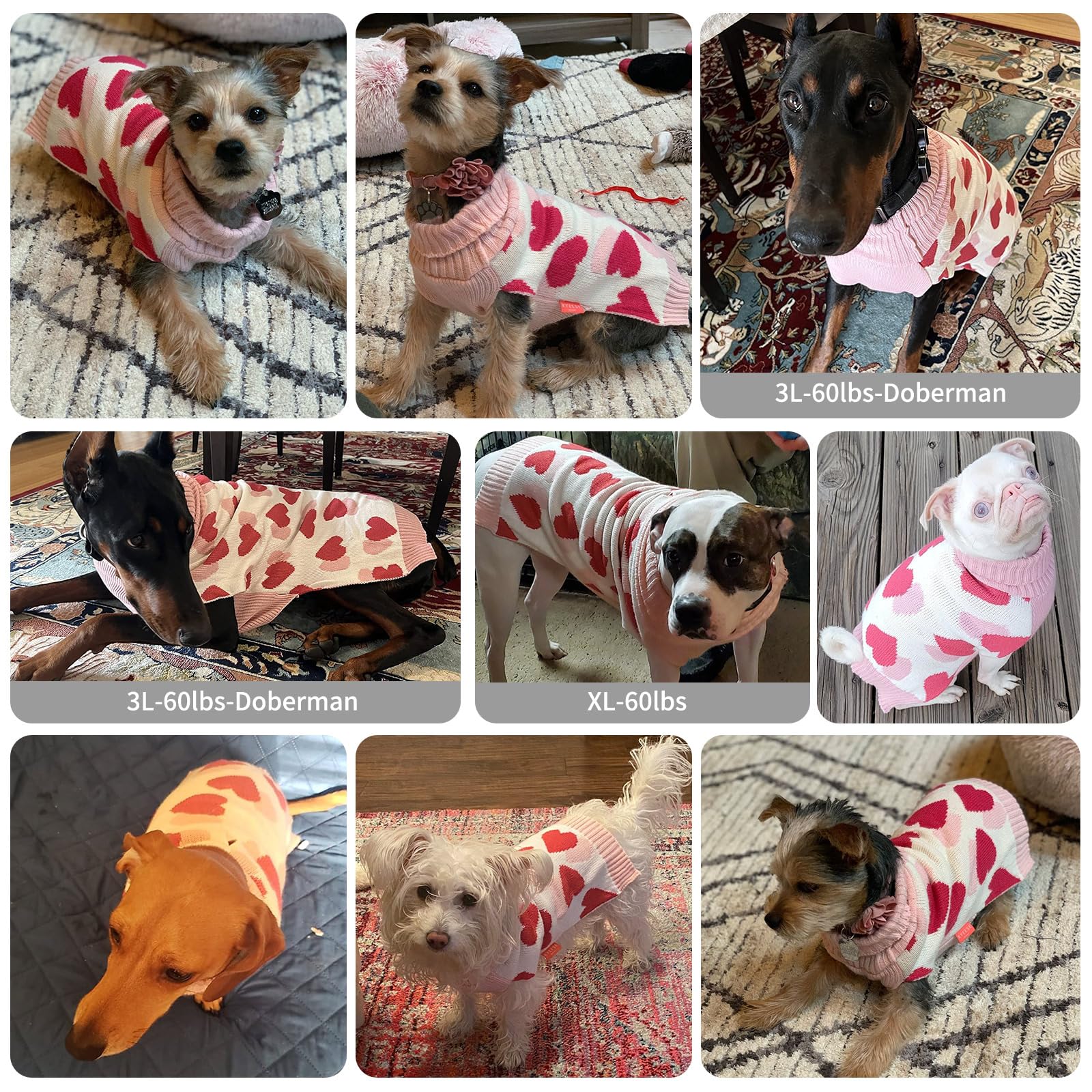 Kyeese Dog Sweater For Medium Dogs With Leash Hole Dog Sweaters Red Heartpet Sweater,Xxl