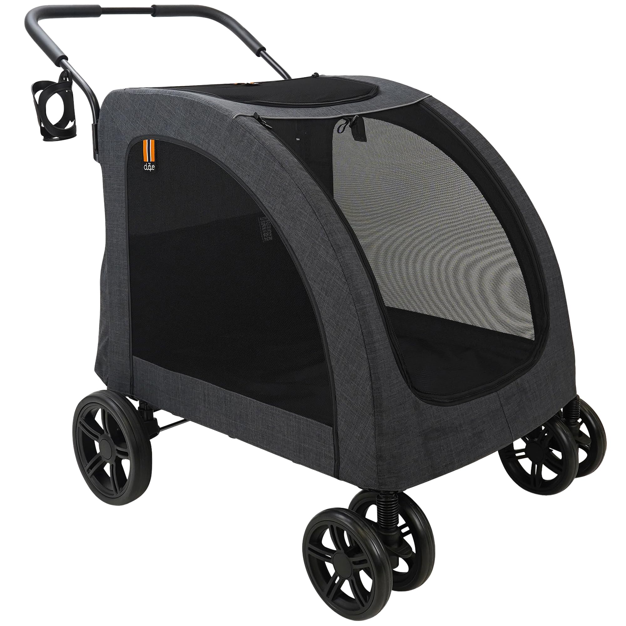 My Duque: Chester Raincover Pet Stroller - Melange Black - Dogs Animals Up to 110lbs, Ventilated Mesh Panels, Weather-Resistant 