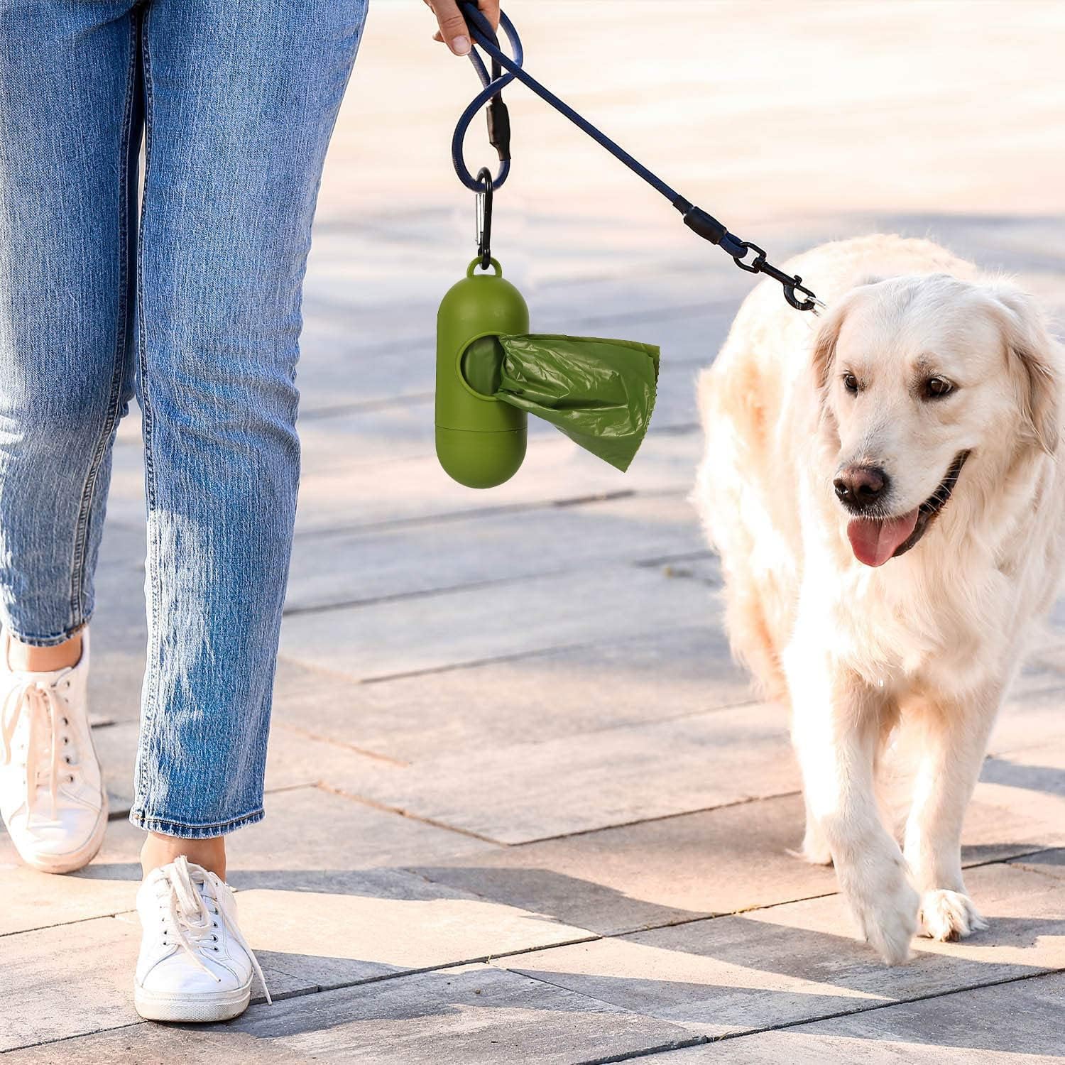 2 Pack Dog Poop Bag Holder With 2 Rolls Of Blue Leak-Proof Dog Waste Bags Poop Bag Dispenser With Leash Clip Key Ring And Adjust
