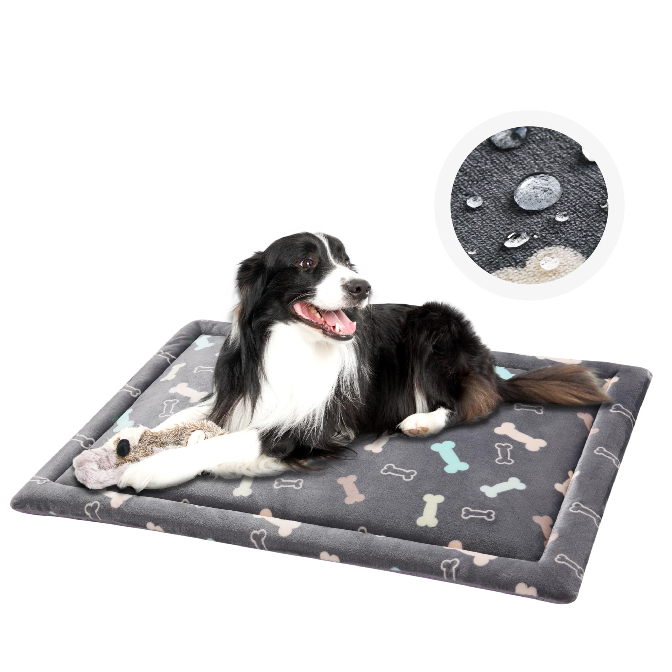 Allisandro Lightweight Waterproof Dog Bed Pad, 1.5 Thick Travel Mat for Crates, Kennels & Elevated Beds, Washable Non-Slip Sleep