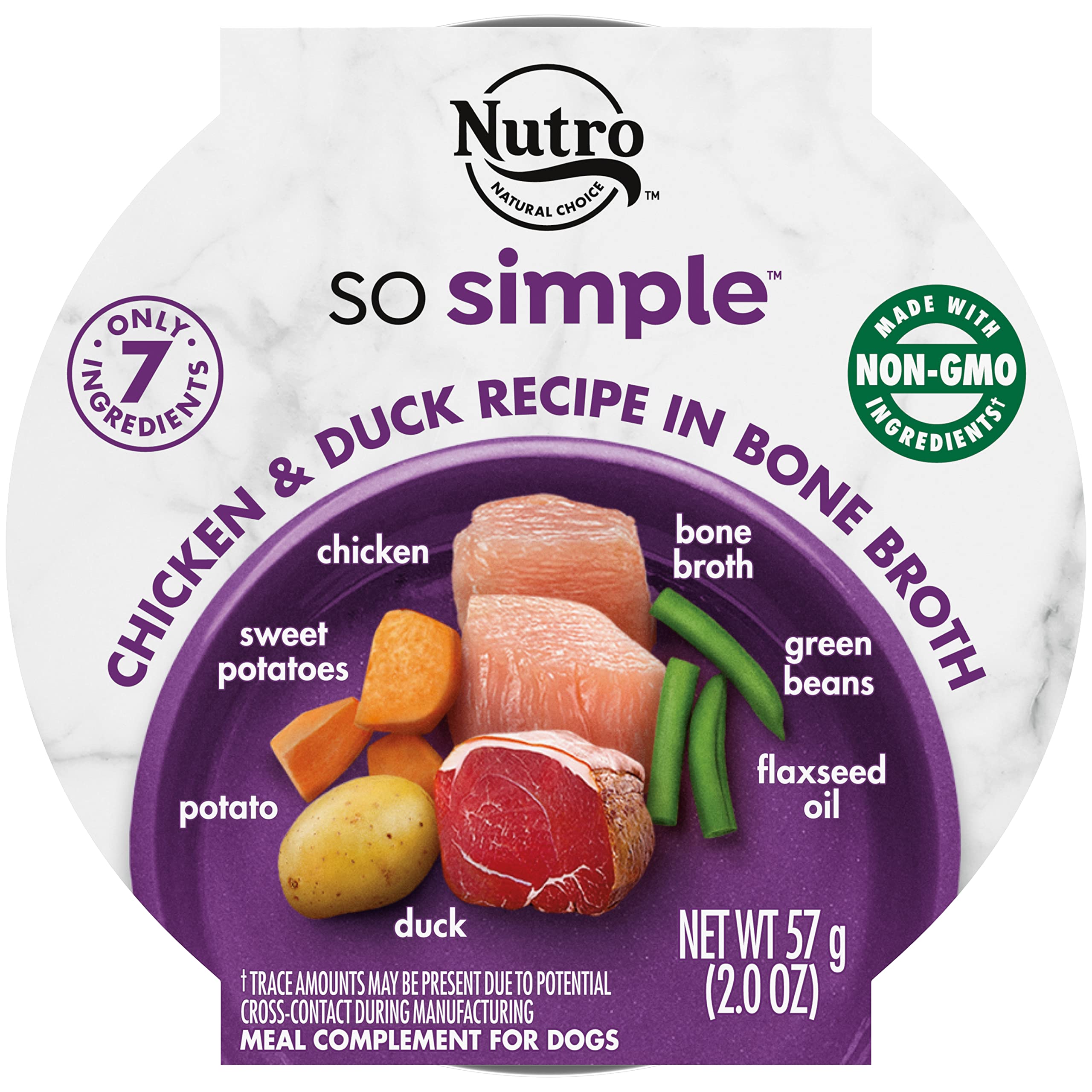 Nutro So Simple Wet Dog Meal Complement Chicken & Duck Recipe in Bone Broth, 2 oz Trays (10 Count, Pack of 1)