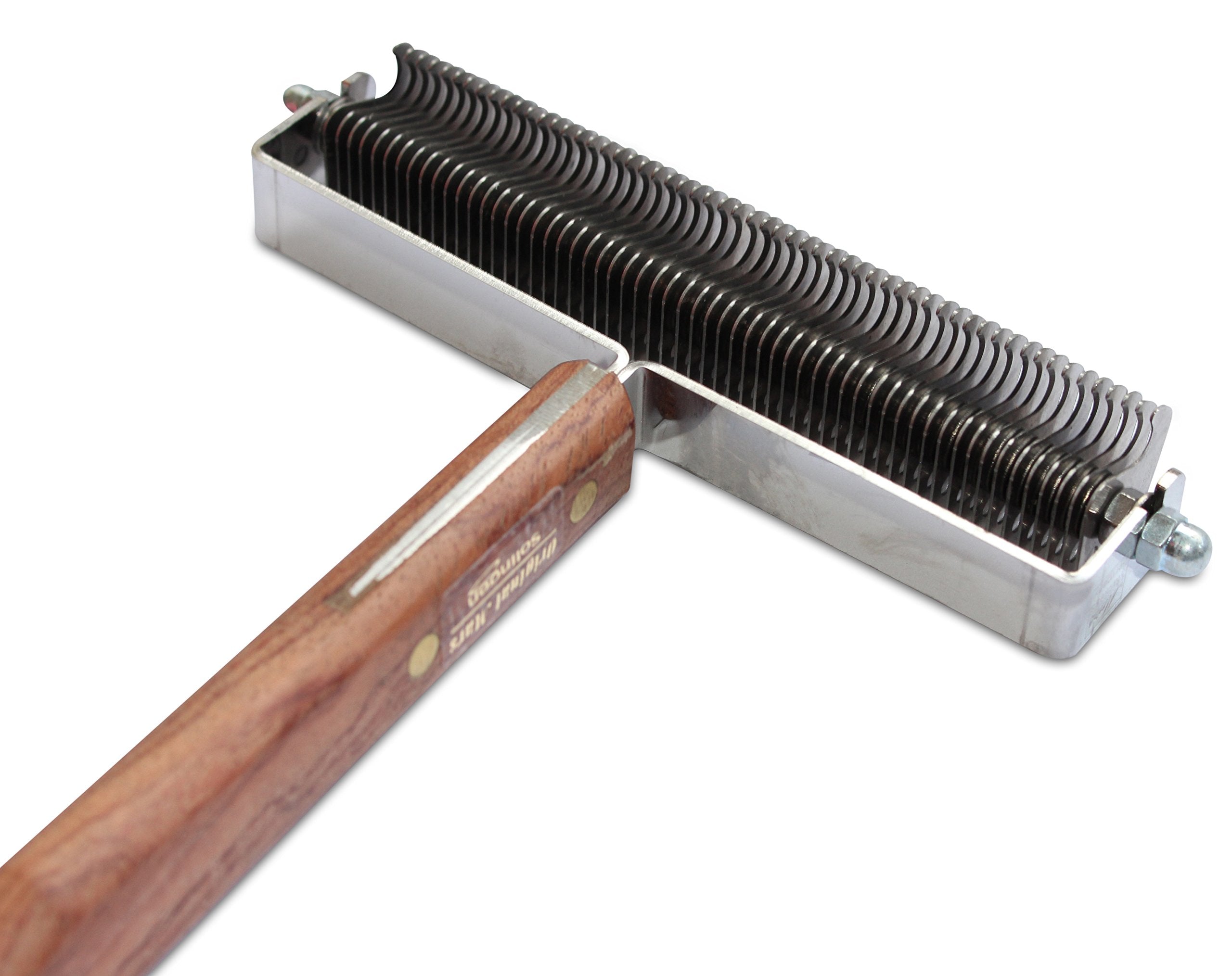 Mars Coat King Dematting Rake Tool for Horses, 60 Blade Extra Fine, Stainless Steel, Brown Wooden Handle, Model 99M-61560, Made in Germany