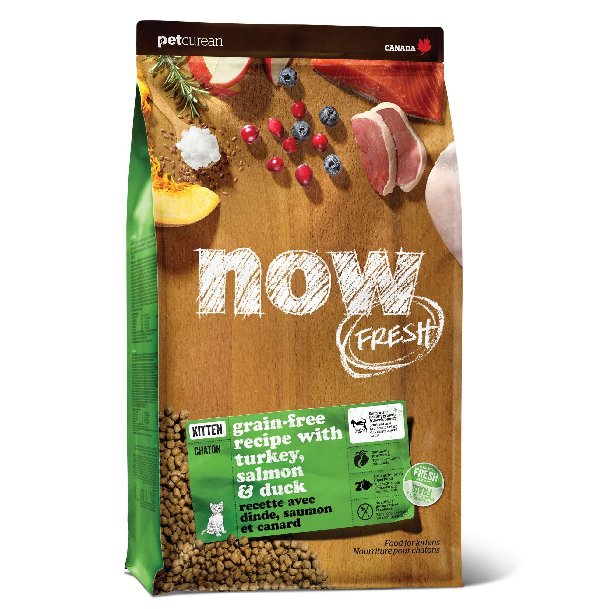 Now Fresh Grain-Free Dry Kitten Food with Turkey, Salmon & Duck, Healthy Kibble for Growing Cats with Real Poultry & Fish, Chick