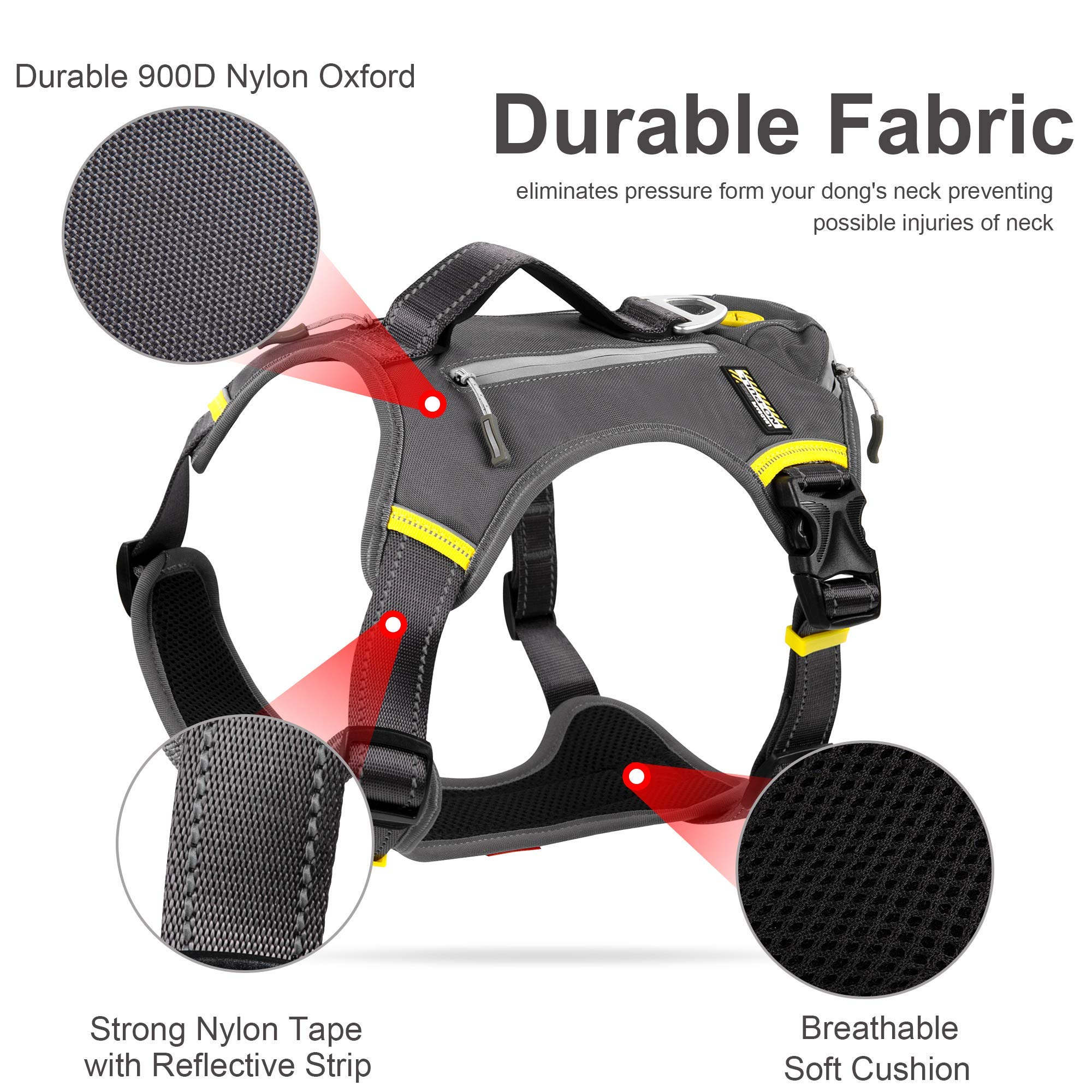 Fida Dog Harness, Multi-Functional No-Pull Pet Vest Harness with Saddle Bags Backpack, Front Leash Clip, Adjustable Soft Padded