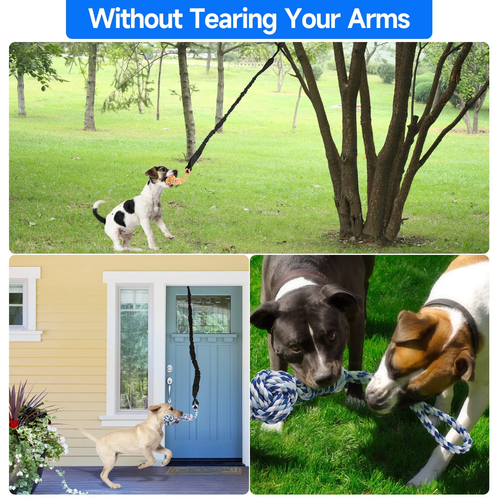 Qingfangli Spring Pole Dog Rope Outdoor Tug Of War Toy For Pitbull Medium To Large Dogs Bungee Hanging Exercise Ropes Muscle Bui