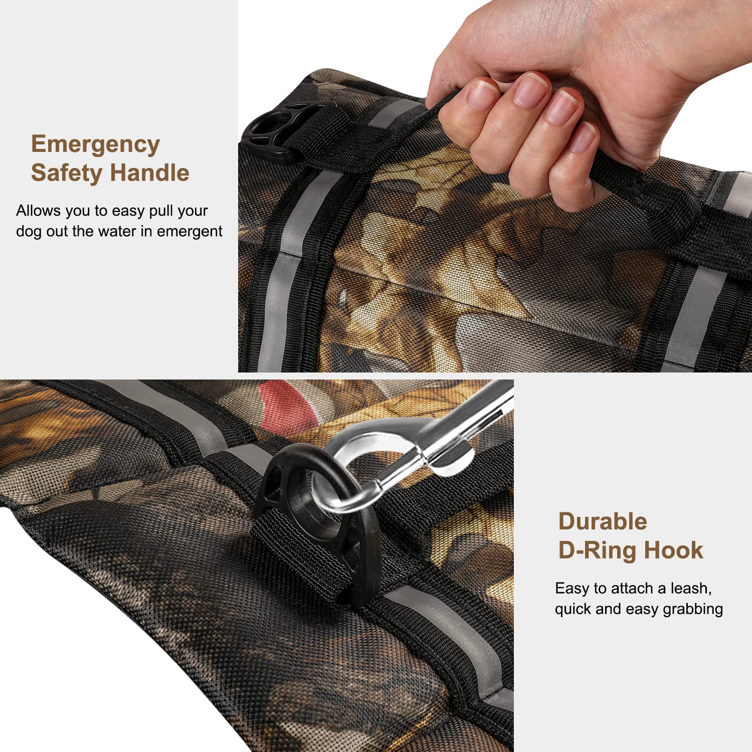 Haocoo Dog Life Jacket Vest Saver Safety Swimsuit Preserver With Reflective Stripes/Adjustable Belt Dogs(Camouflage,Xxs)