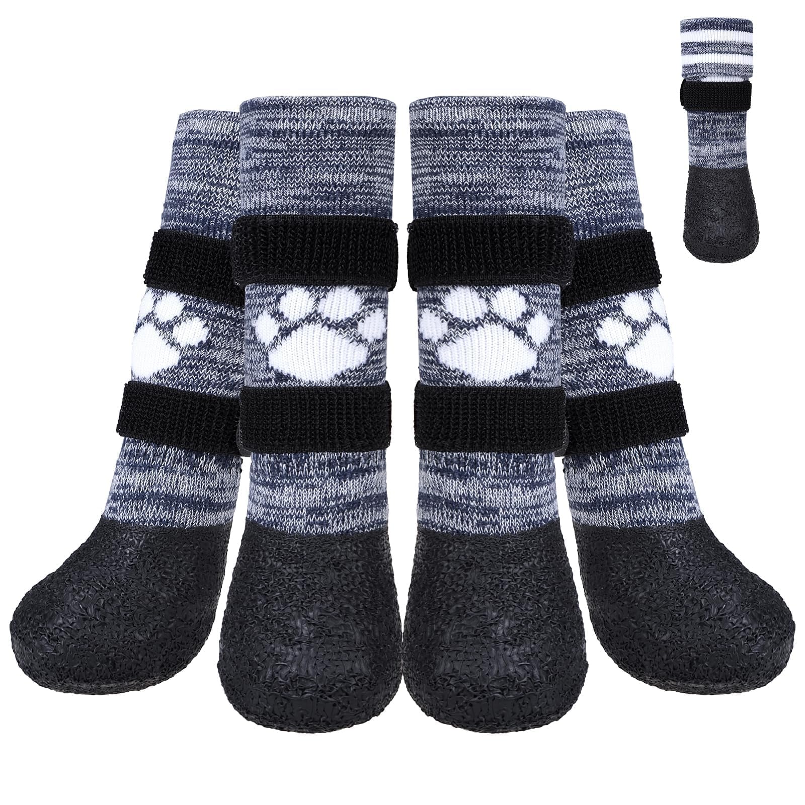 KOOLTAIL Anti Slip Dog Socks to Prevent Licking Paws for Hot/Clod Pavement,Waterproof Long Snow Dog Boots&Paw Protector with Str
