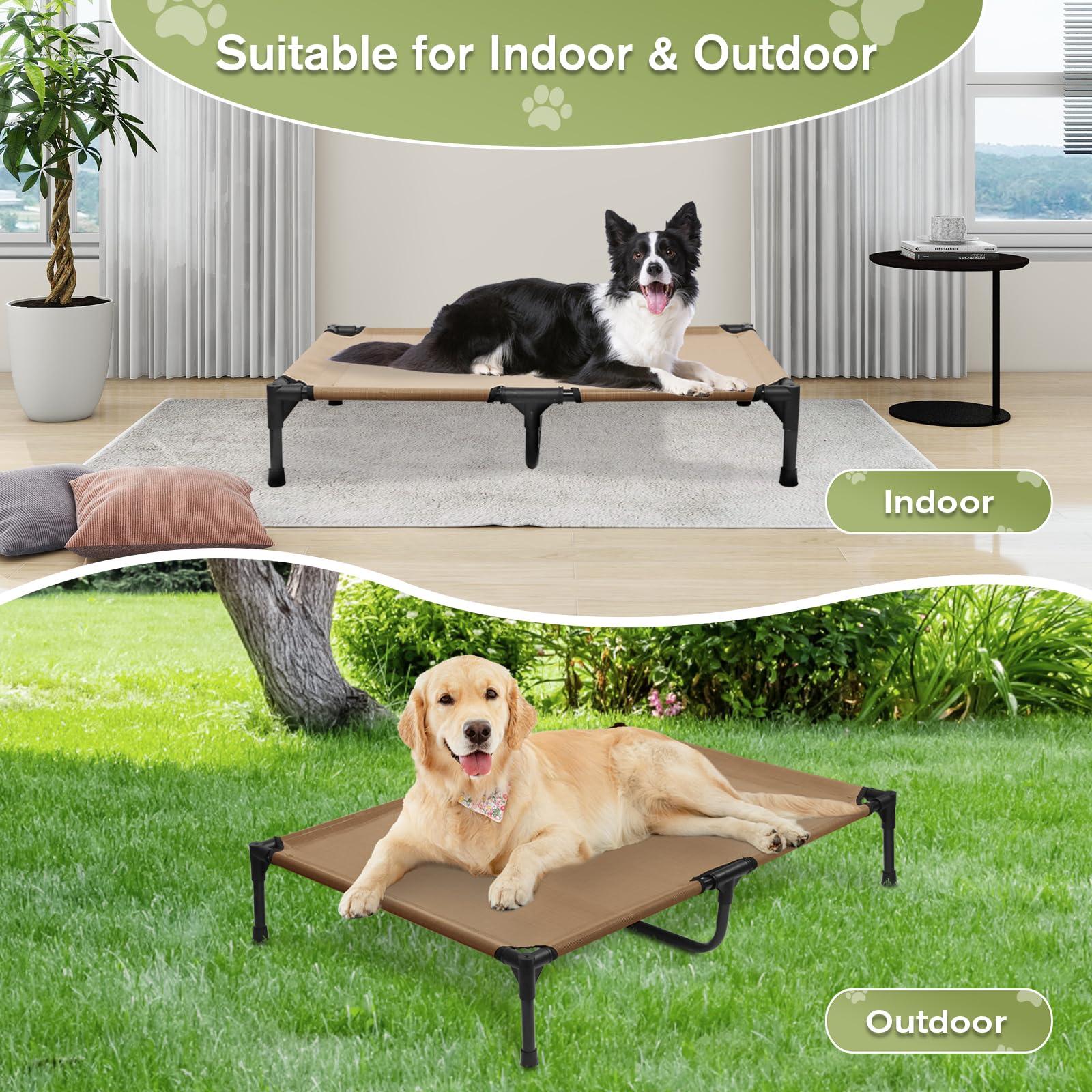 Xl Elevated Dog Bed, Portable Raised Dog Cots Beds With Frame, Cooling Heavy Duty Pet Cot For Extra Large Dogs, Durable Pets Ham