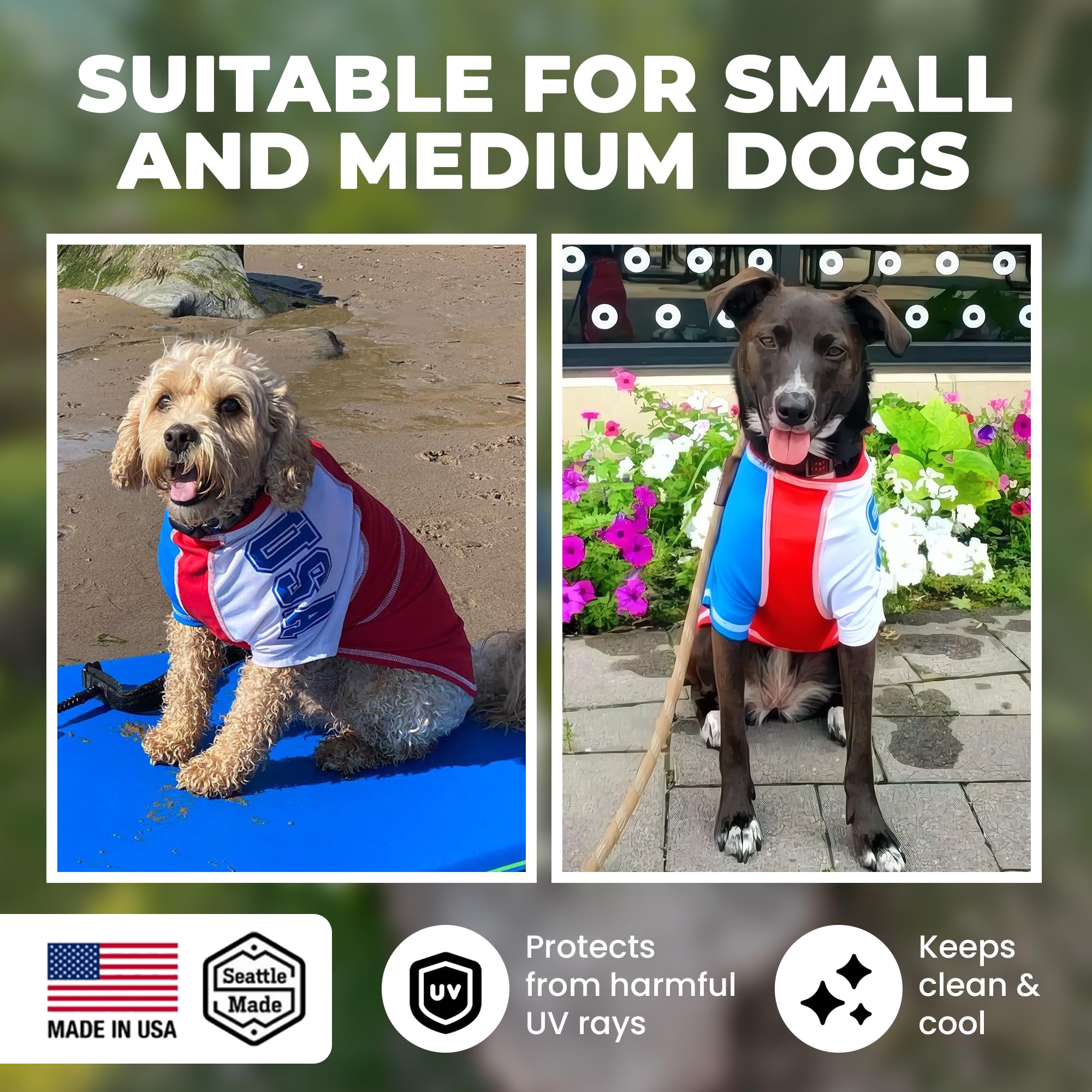 Louie De Coton Made In Usa Quality Cooling Upf50+ Sun Shirts For Dogs, Max Uv Protection From Sunburn, Light Weight, Breathable,