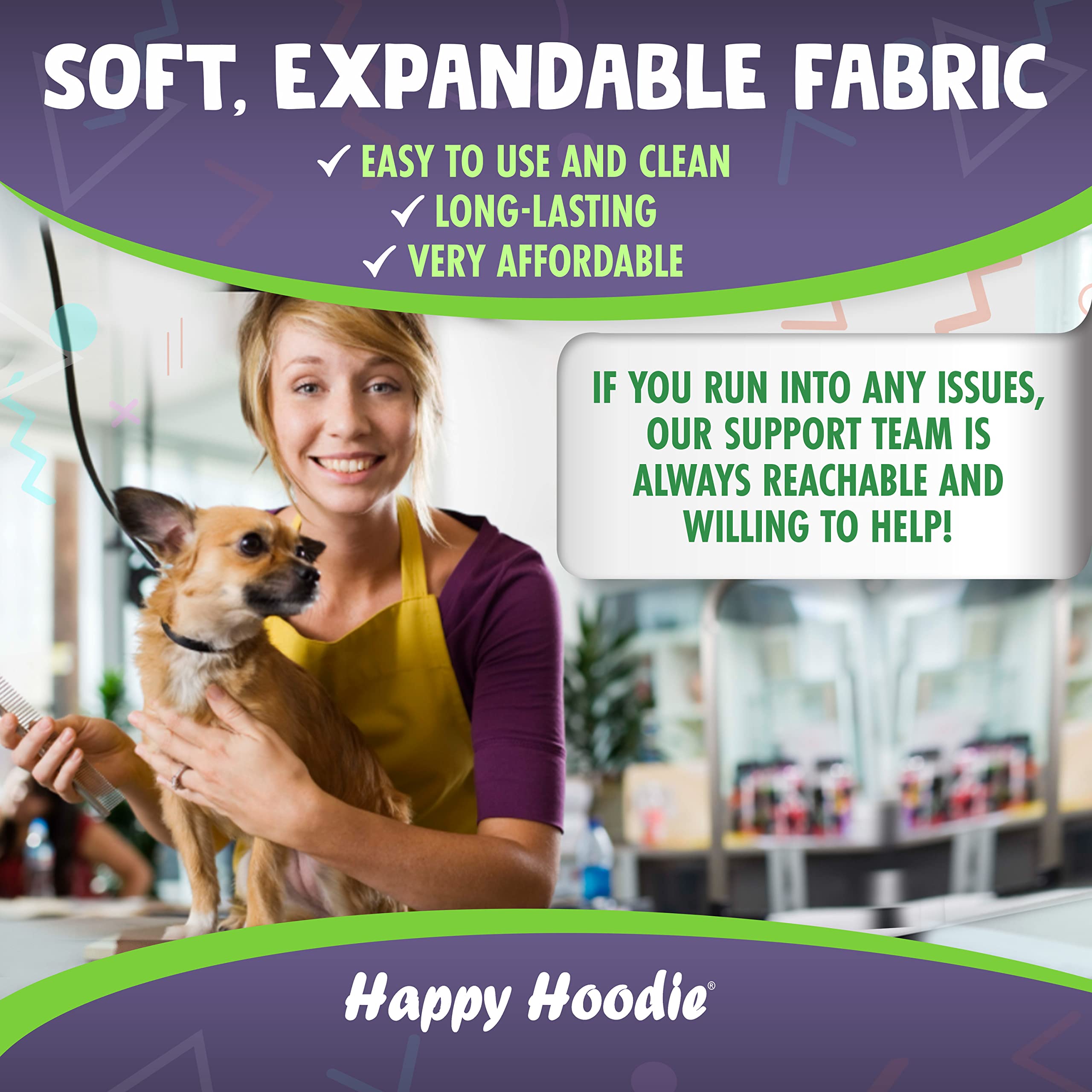 The Original Happy Hoodie For Dogs & Cats - Since 2008 - The Grooming And Force Drying Miracle Tool For Anxiety Relief & Calming Dogs (Small, Pink)