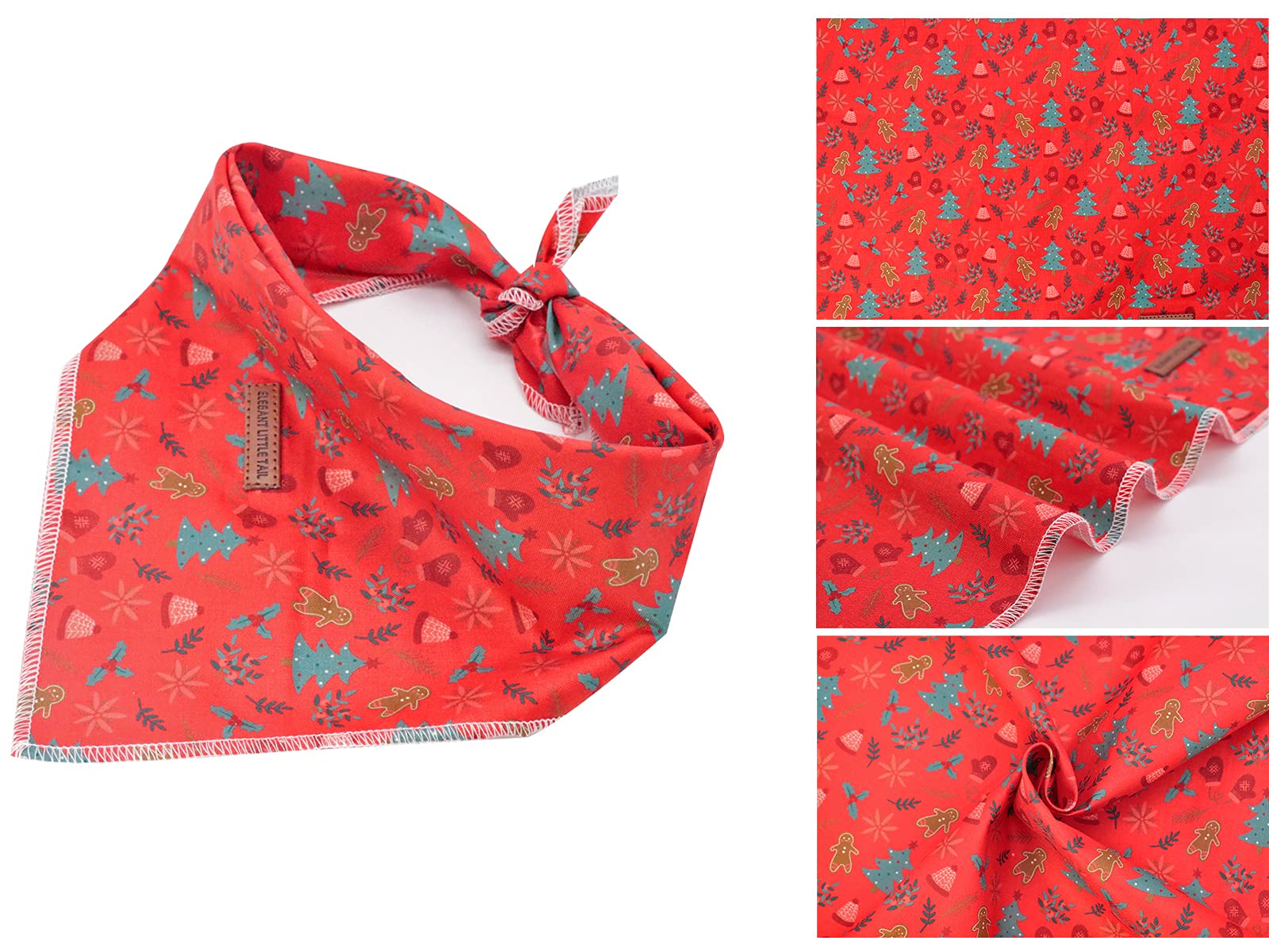 Elegant Little Tail Dog Bandanas - 1Pack Washable Christmas Kerchief & Scarf Size - Adjustable Dog Scarf For Small & Medium Fema