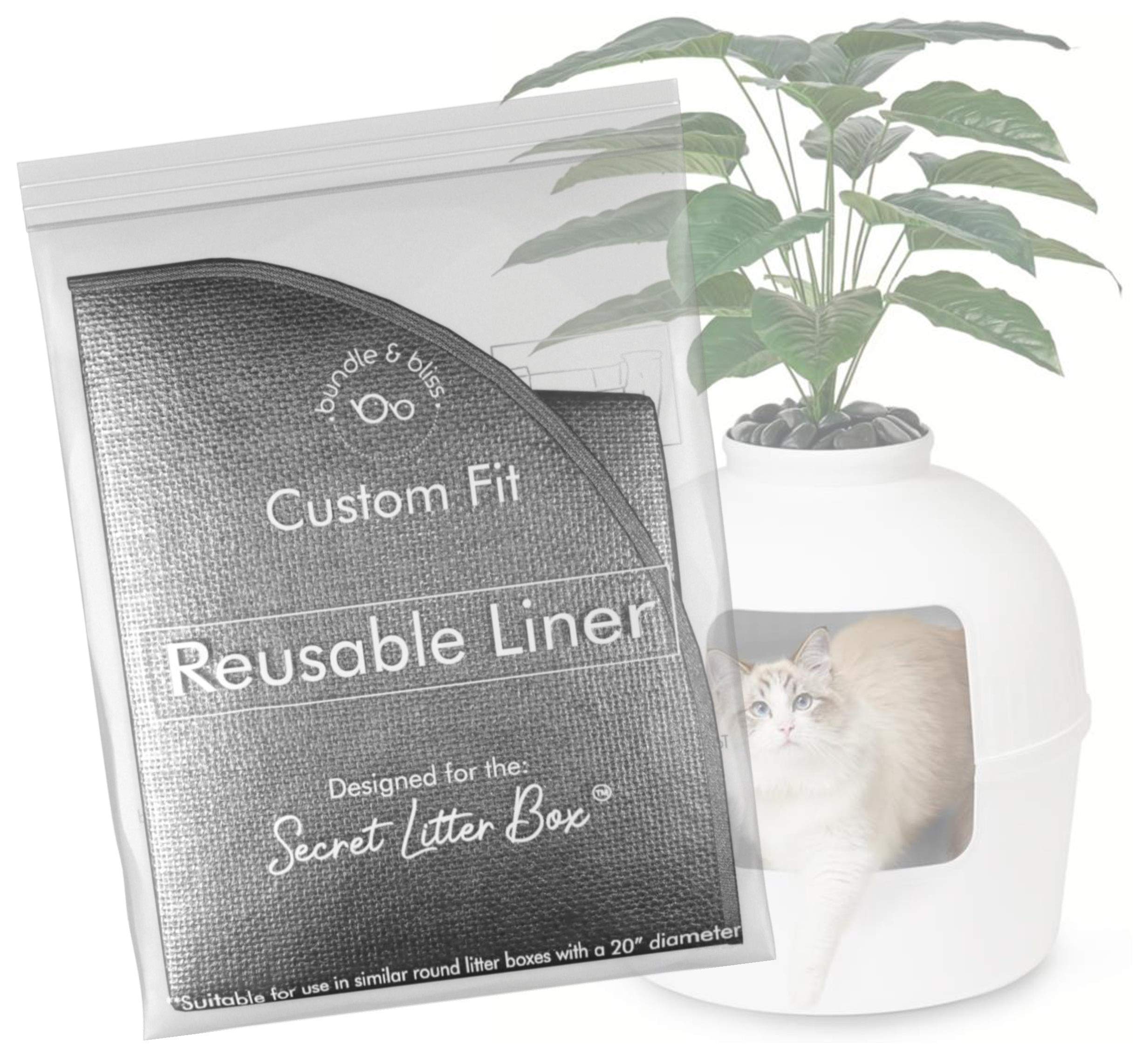 Reusable Litter Box Liners by Bundle & Bliss, 3-Pack - Easy to Clean, Non-Slip Litter Liners For Secret Litter Box - Durable Des