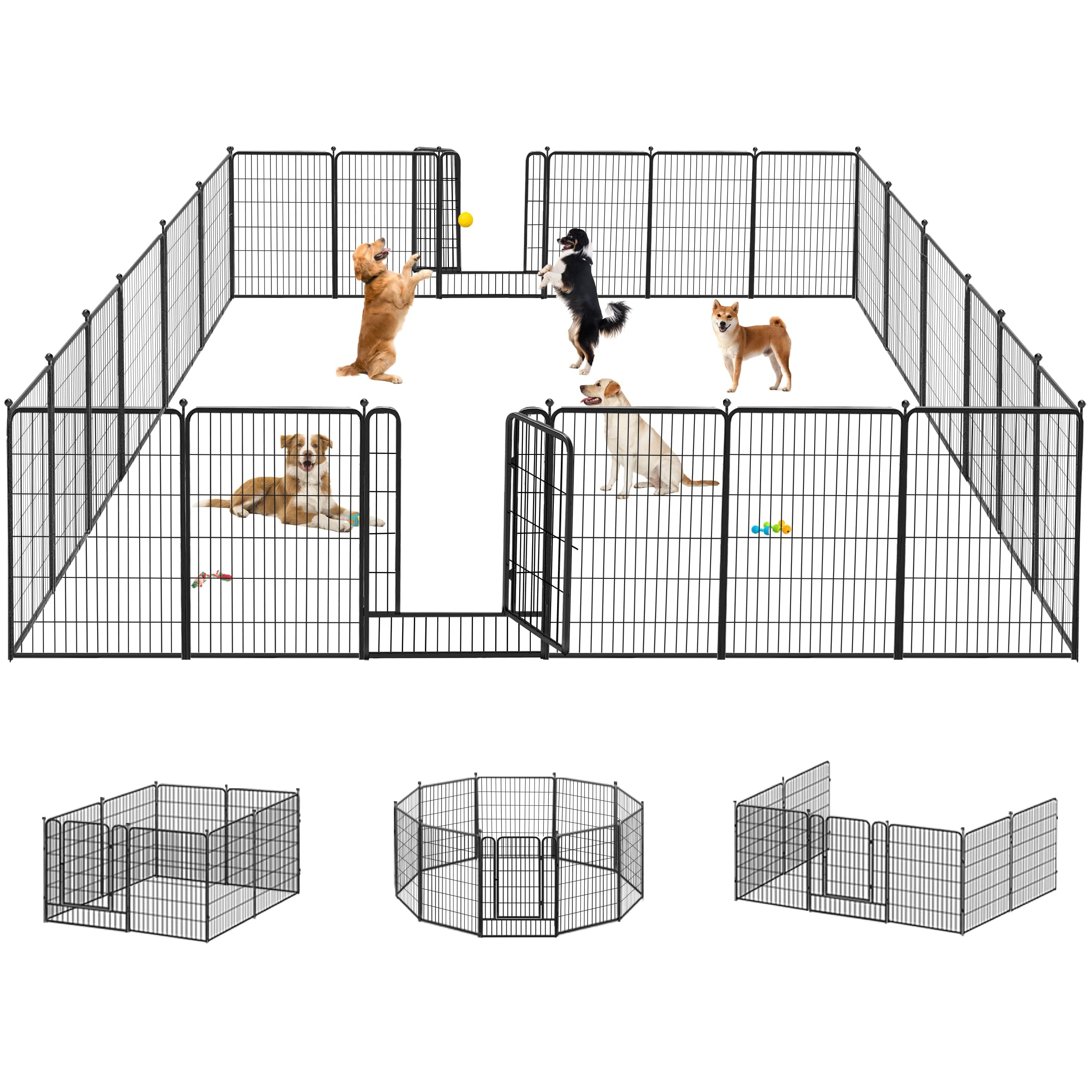 Jhsomdr Dog Playpen 40 Inch 24 Panels Indoor Outdoor Dog Pen For Large/Medium/Small Dogs Heavy Duty Metal Dog Fence Outdoor For 