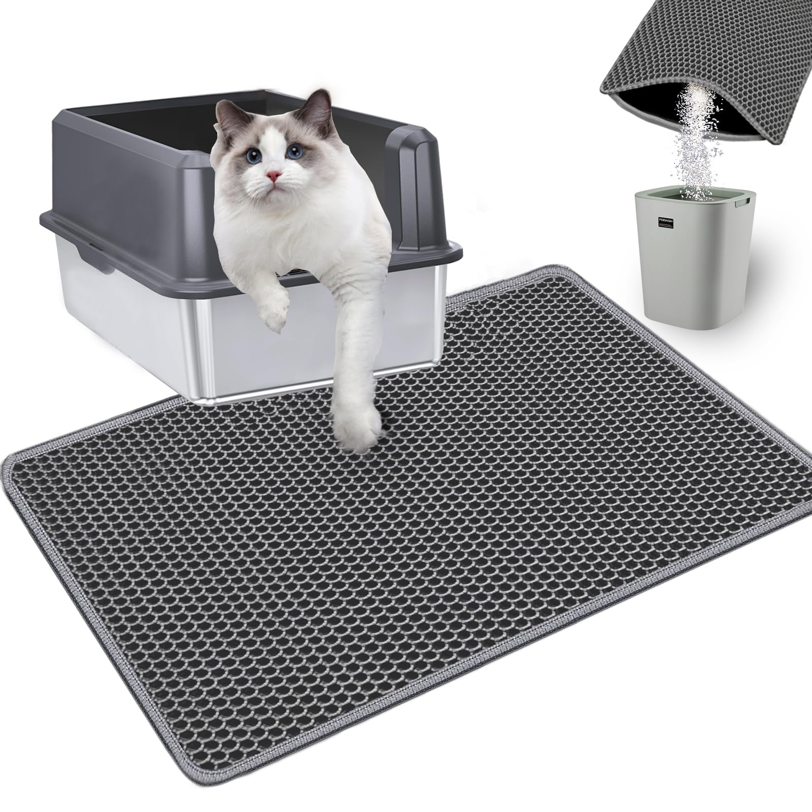 Xuanyaente Cat Litter Mat Double Layer Litter Trapping Mat Kitty Litter Box Mat 23.4X14.7 Inch Water Proof Honeycomb Cat Litter 